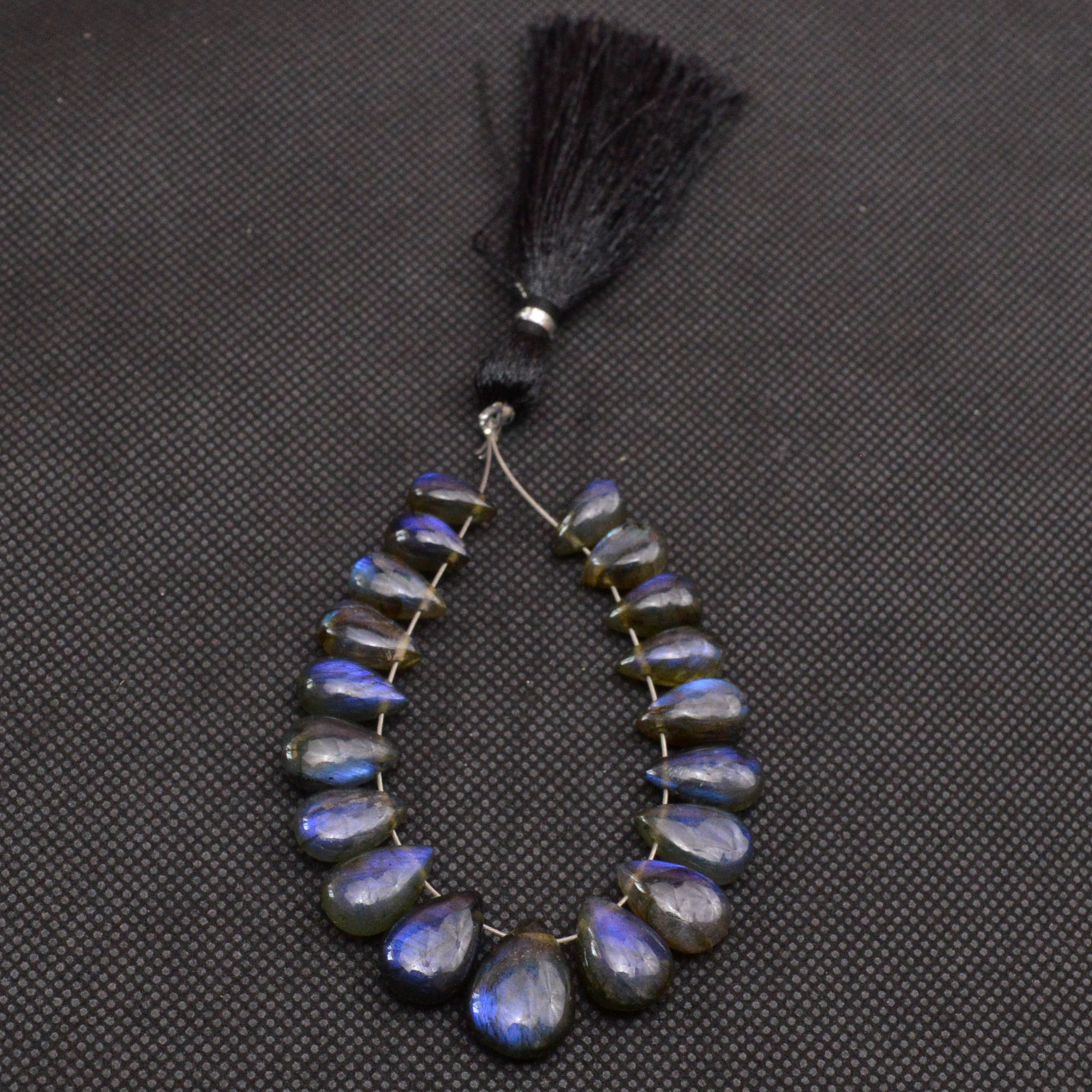 19 Pcs 75 Cts Natural Labradorite Side Drill Tear Drop Briolette Healing Crystal 13x9 9x4mm 18683