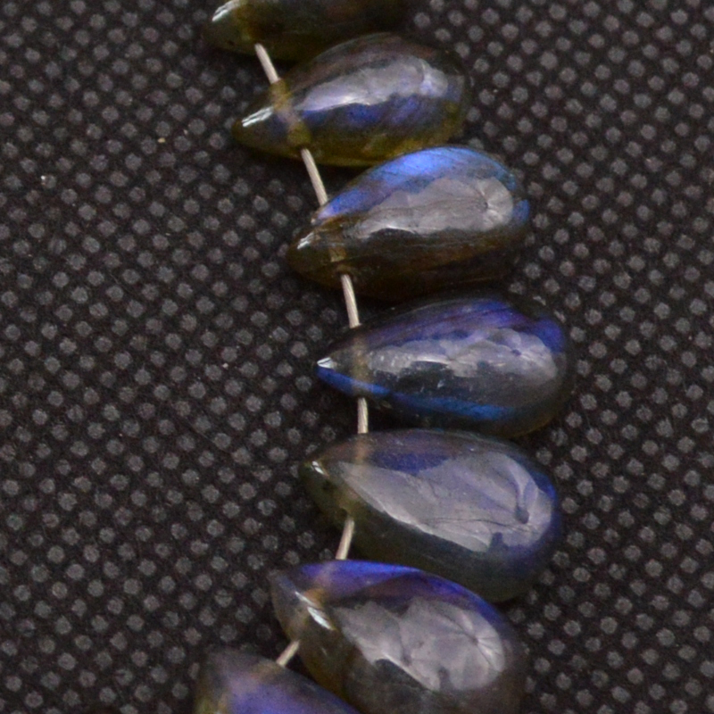 19 Pcs 75 Cts Natural Labradorite Side Drill Tear Drop Briolette Healing Crystal 13x9 9x4mm 18683