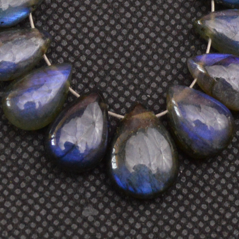 19 Pcs 75 Cts Natural Labradorite Side Drill Tear Drop Briolette Healing Crystal 13x9 9x4mm 18683