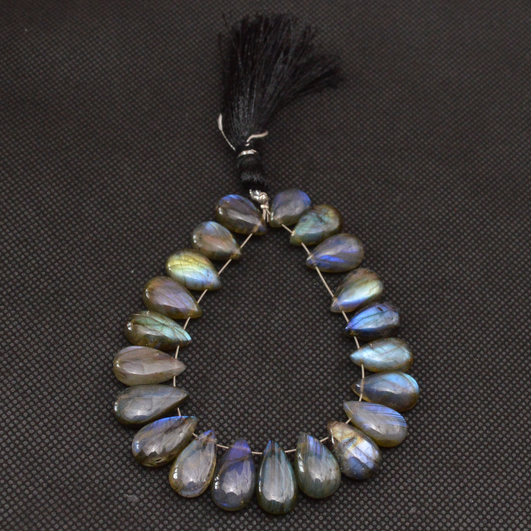 21 Pcs 121 Cts Natural Labradorite Side Drill Tear Drop Briolette Healing Crystal 15x7 11x7mm 18684