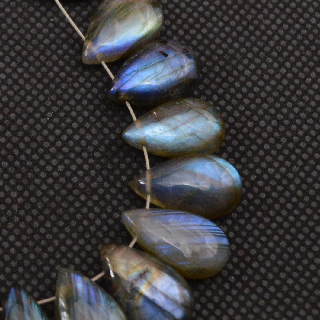 21 Pcs 121 Cts Natural Labradorite Side Drill Tear Drop Briolette Healing Crystal 15x7 11x7mm 18684
