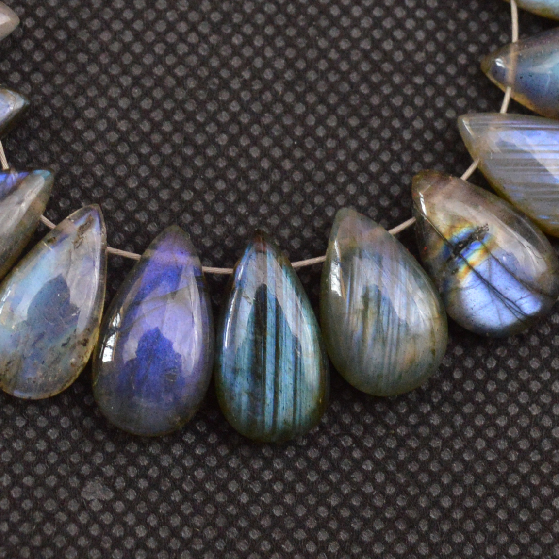 21 Pcs 121 Cts Natural Labradorite Side Drill Tear Drop Briolette Healing Crystal 15x7 11x7mm 18684