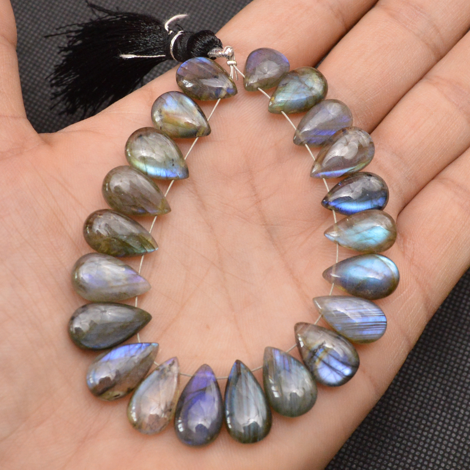 21 Pcs 121 Cts Natural Labradorite Side Drill Tear Drop Briolette Healing Crystal 15x7 11x7mm 18684