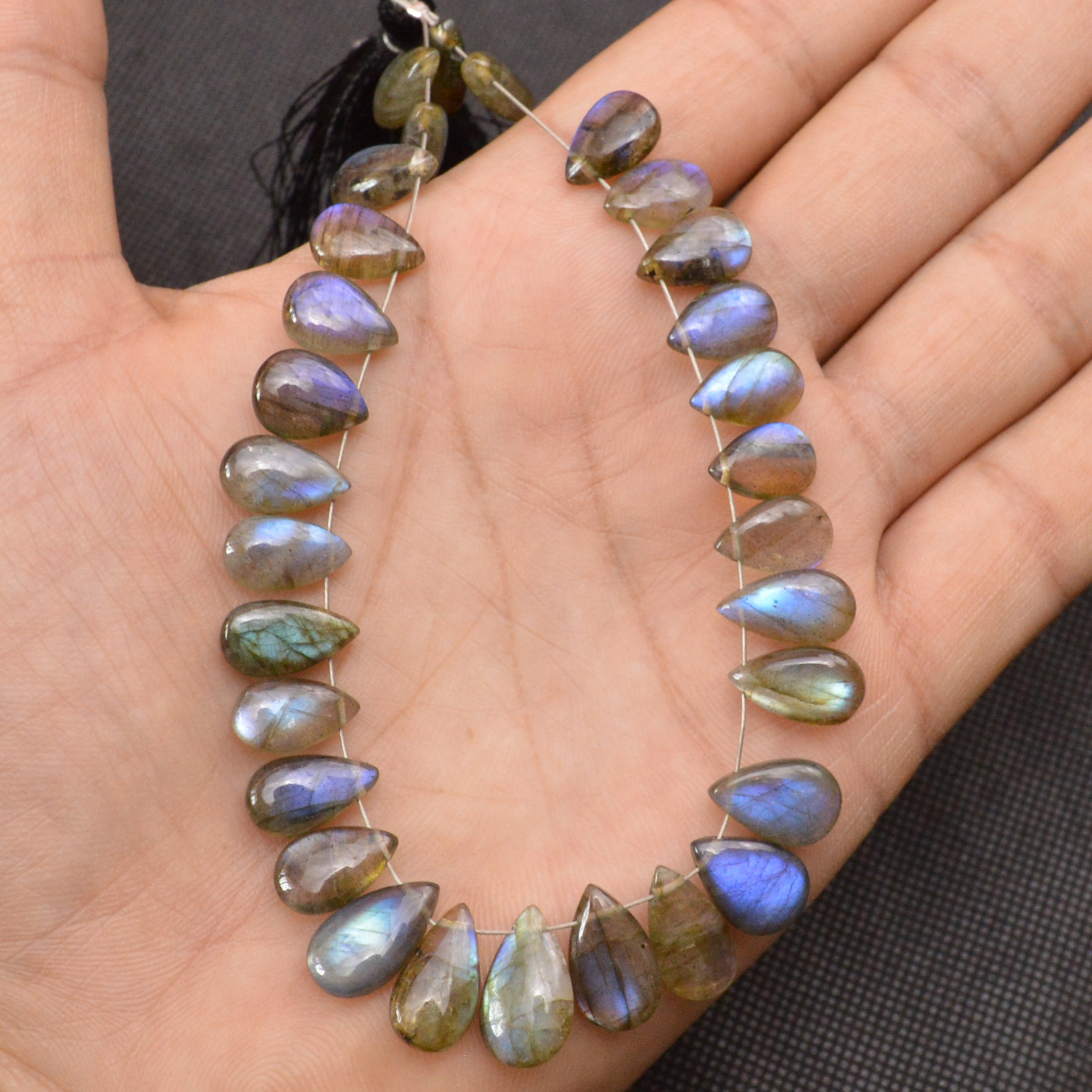 30 Pcs 104 Cts Natural Labradorite Side Drill Tear Drop Briolette Healing Crystal 12x7 9x6mm 18685