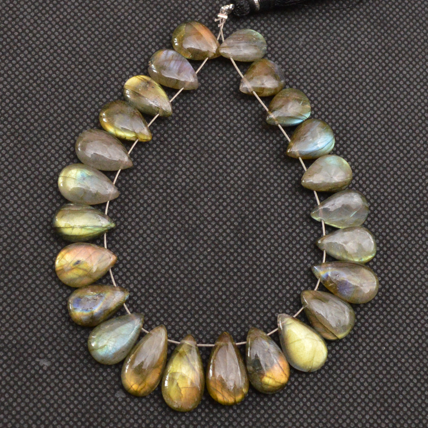 24 Pcs 107 Cts Natural Labradorite Side Drill Tear Drop Briolette Healing Crystal 15x7 11x7mm 18686