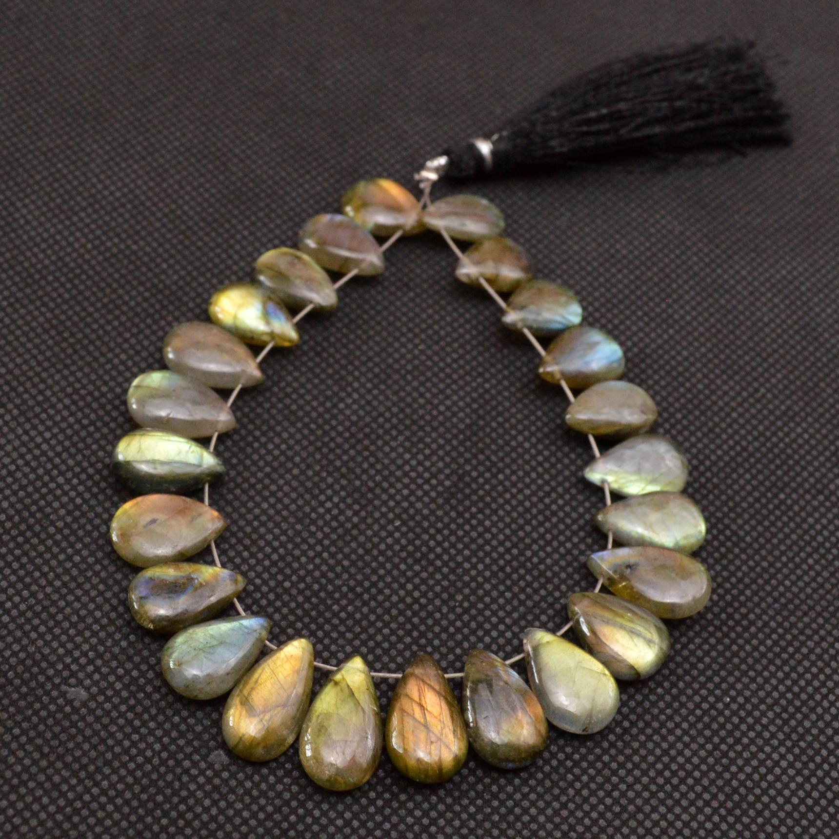 24 Pcs 107 Cts Natural Labradorite Side Drill Tear Drop Briolette Healing Crystal 15x7 11x7mm 18686