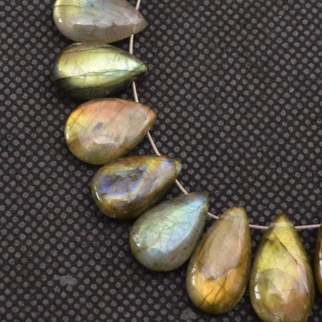 24 Pcs 107 Cts Natural Labradorite Side Drill Tear Drop Briolette Healing Crystal 15x7 11x7mm 18686