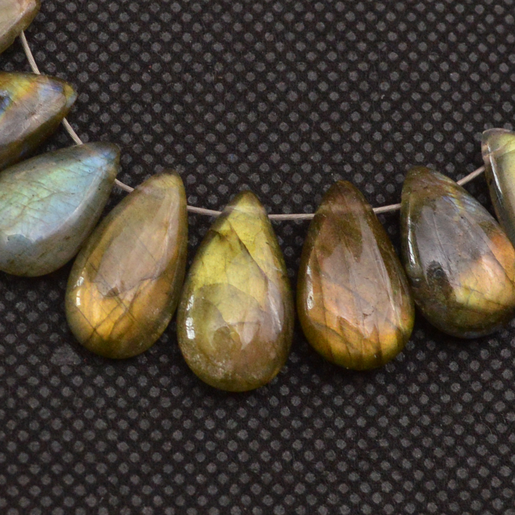 24 Pcs 107 Cts Natural Labradorite Side Drill Tear Drop Briolette Healing Crystal 15x7 11x7mm 18686