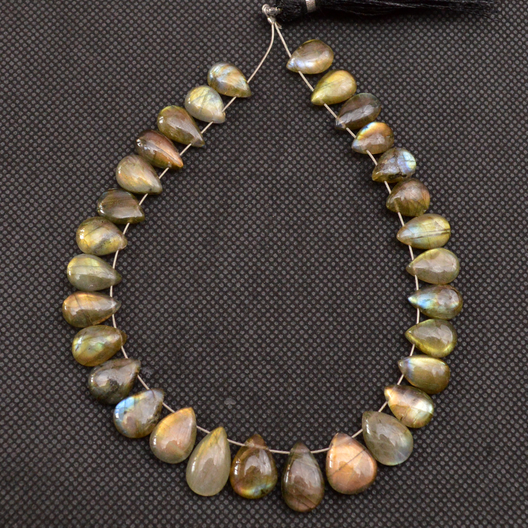 30 Pcs 100 Cts Natural Labradorite Side Drill Tear Drop Briolette Healing Crystal 10x9 9x6mm 18687