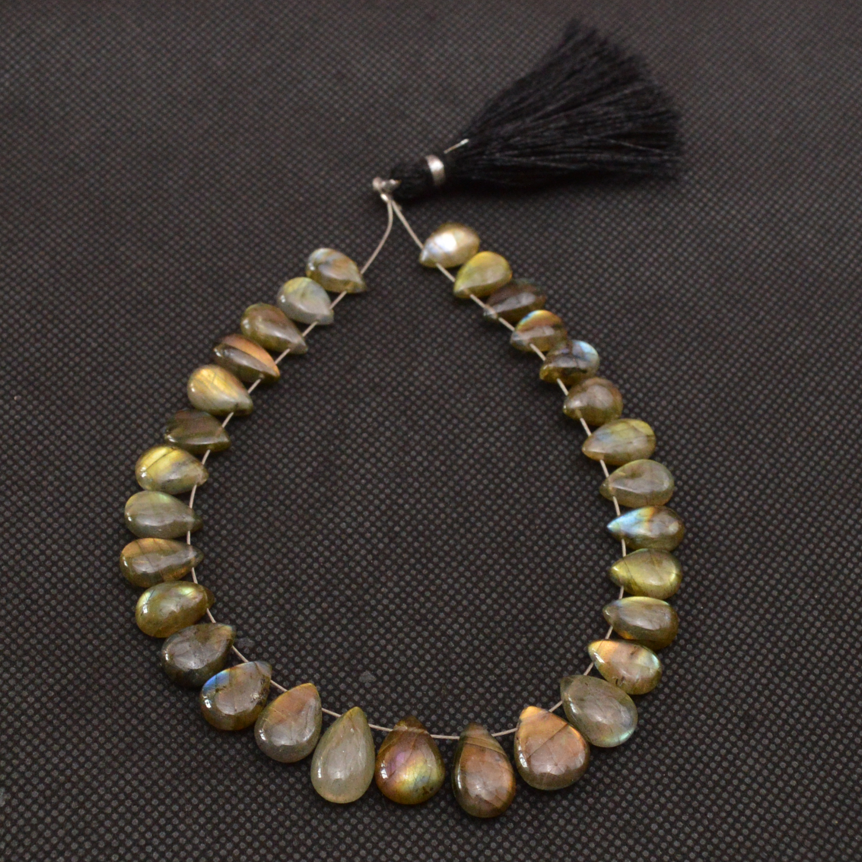 30 Pcs 100 Cts Natural Labradorite Side Drill Tear Drop Briolette Healing Crystal 10x9 9x6mm 18687