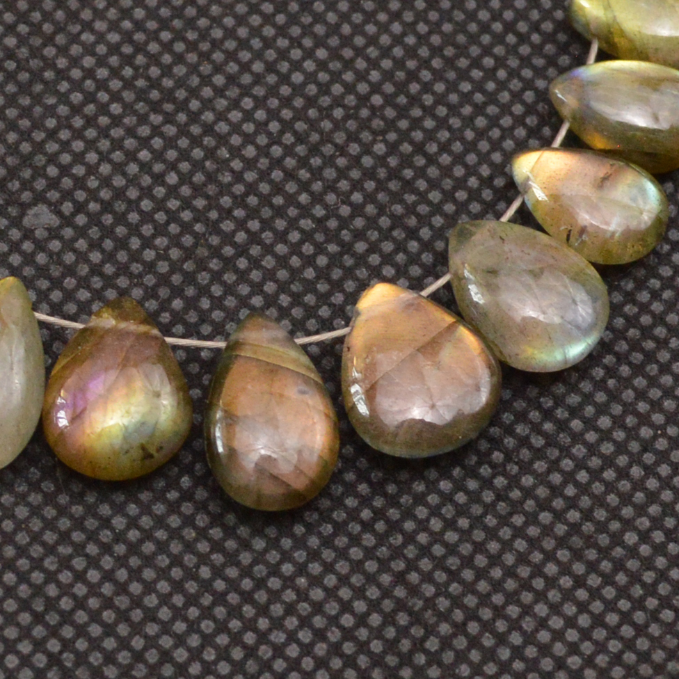30 Pcs 100 Cts Natural Labradorite Side Drill Tear Drop Briolette Healing Crystal 10x9 9x6mm 18687