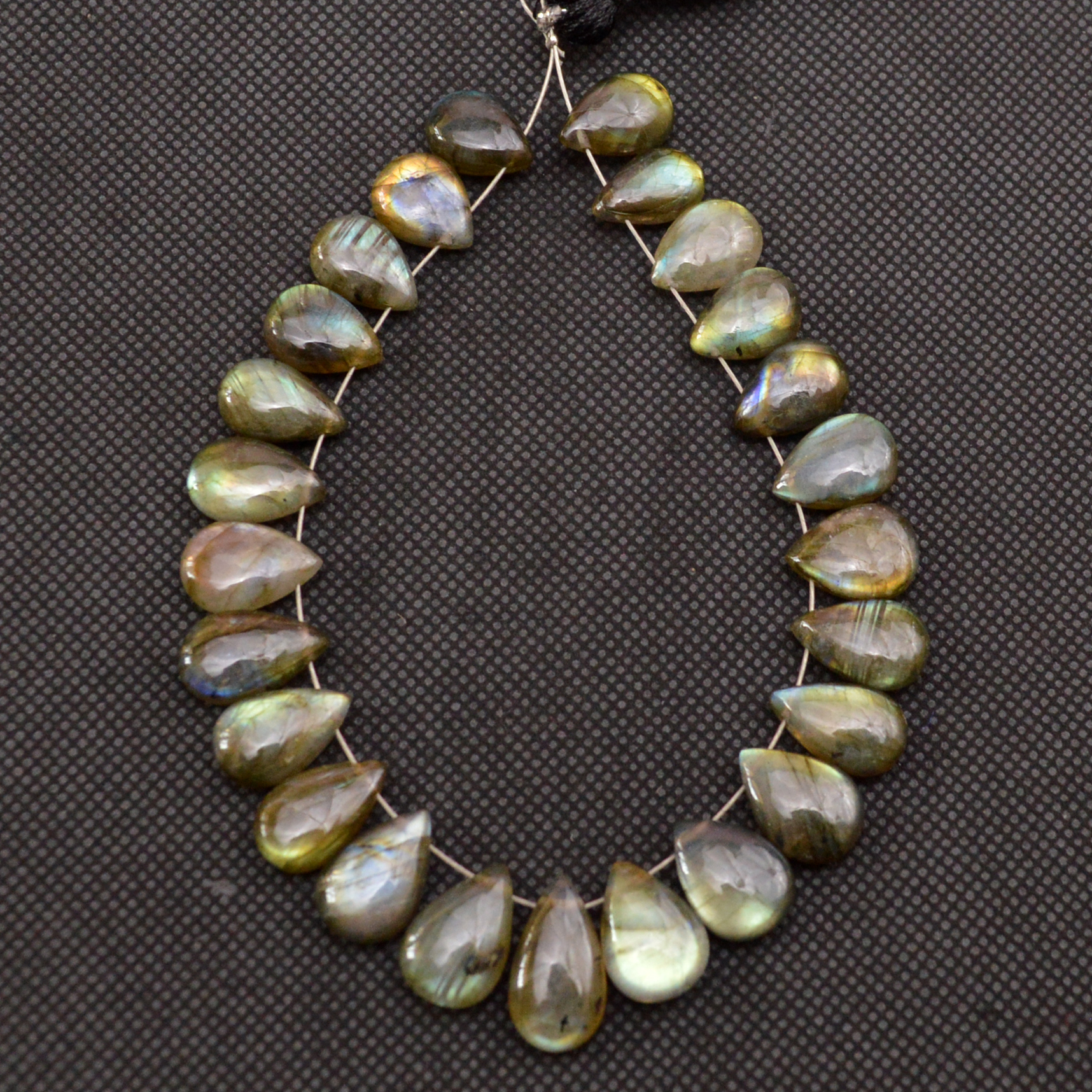 25 Pcs 135 Cts Natural Labradorite Side Drill Tear Drop Briolette Healing Crystal 15x8 11x7mm 18688