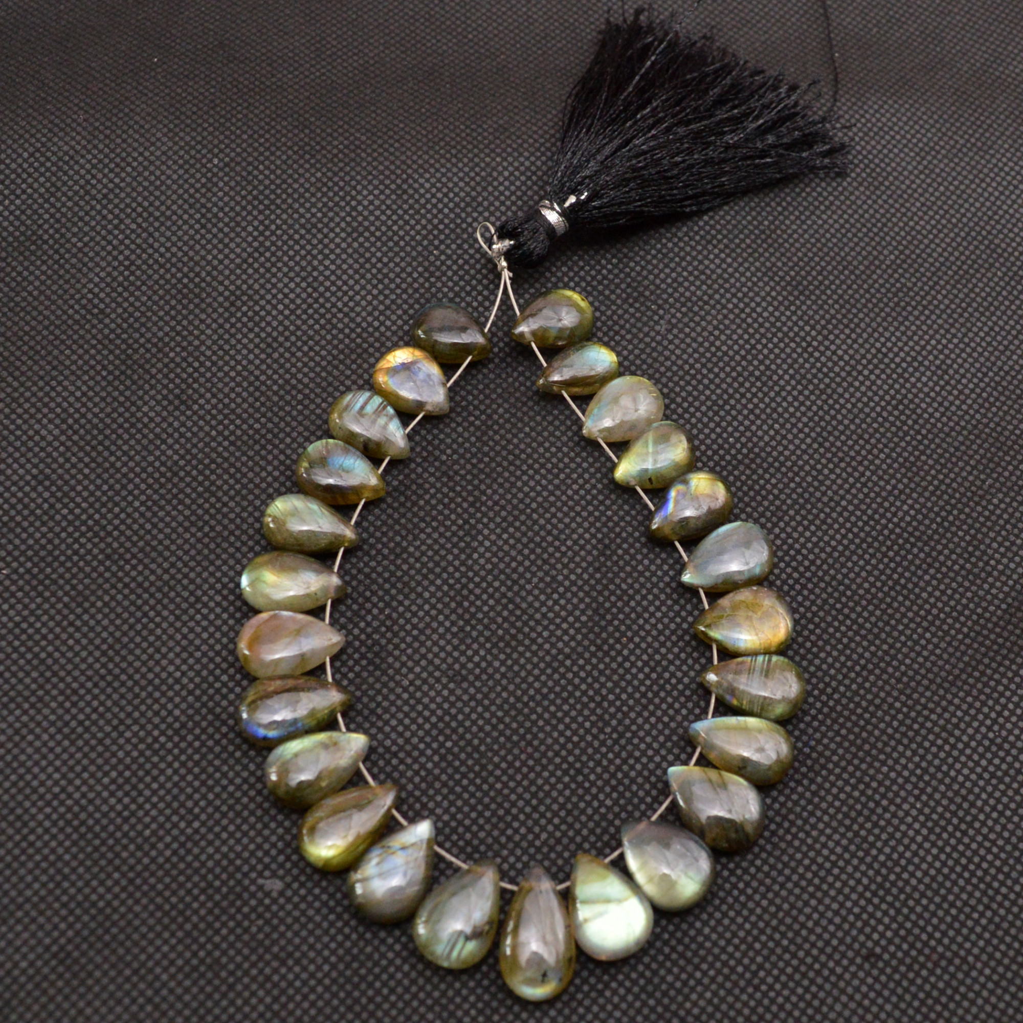 25 Pcs 135 Cts Natural Labradorite Side Drill Tear Drop Briolette Healing Crystal 15x8 11x7mm 18688
