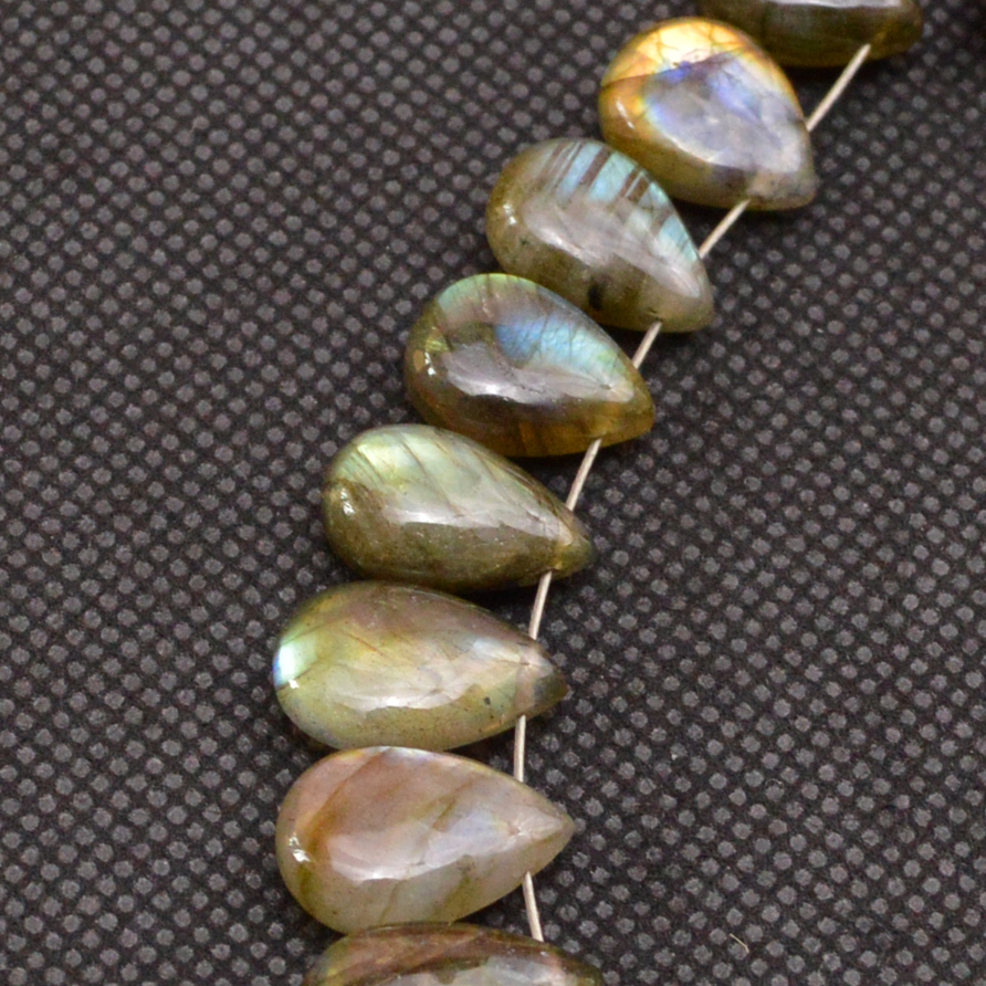 25 Pcs 135 Cts Natural Labradorite Side Drill Tear Drop Briolette Healing Crystal 15x8 11x7mm 18688