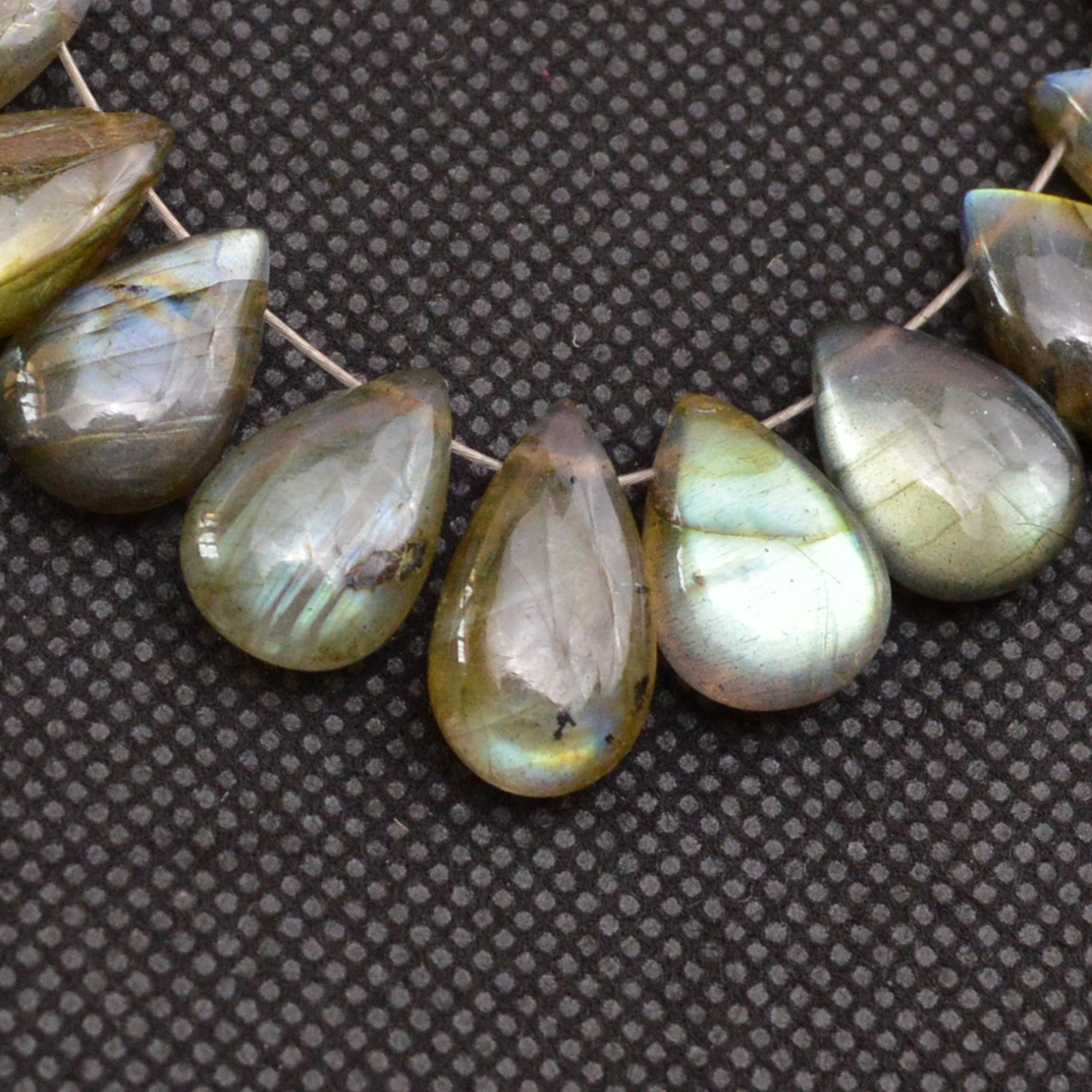 25 Pcs 135 Cts Natural Labradorite Side Drill Tear Drop Briolette Healing Crystal 15x8 11x7mm 18688