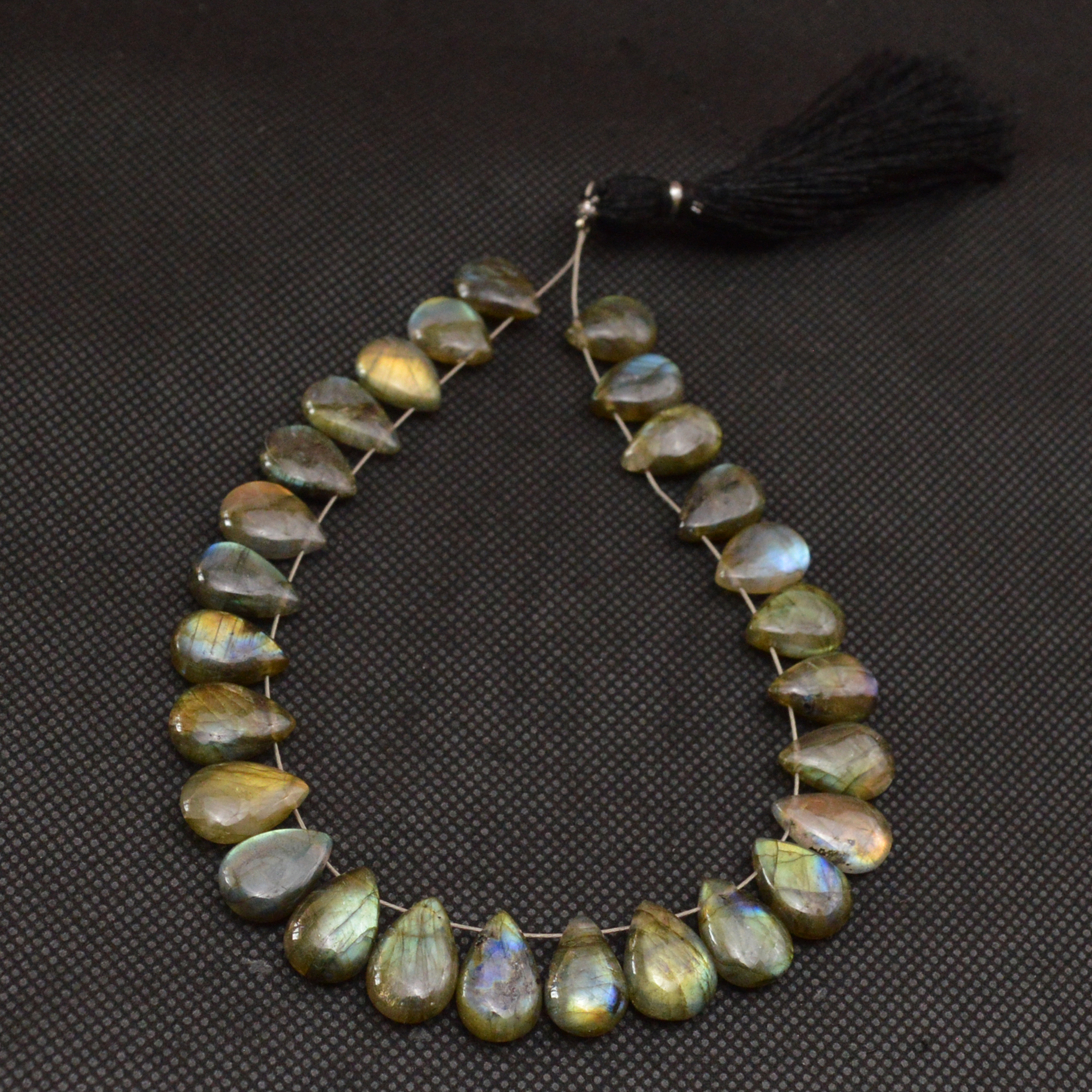 27 Pcs 111 Cts Natural Labradorite Side Drill Tear Drop Briolette Healing Crystal 12x7 x10x7mm 18689
