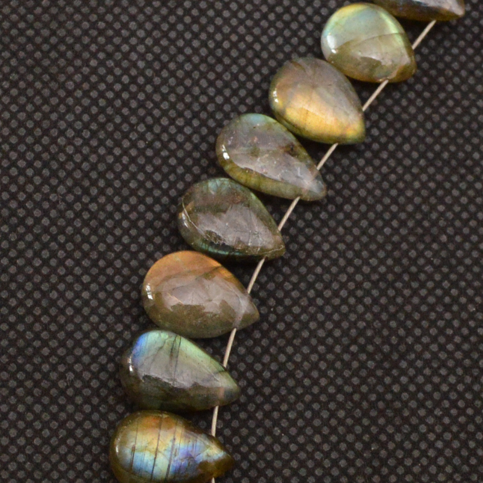 27 Pcs 111 Cts Natural Labradorite Side Drill Tear Drop Briolette Healing Crystal 12x7 x10x7mm 18689