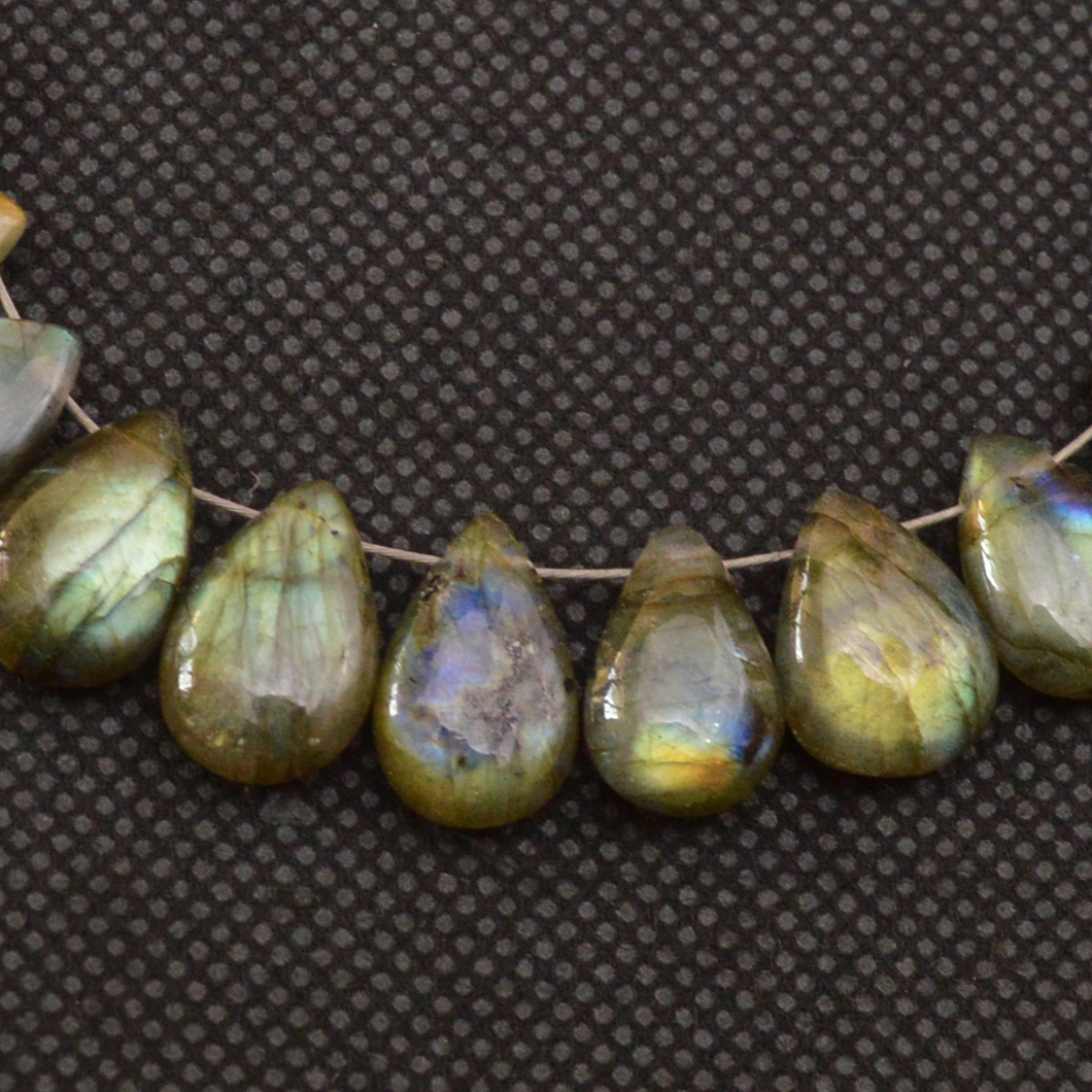 27 Pcs 111 Cts Natural Labradorite Side Drill Tear Drop Briolette Healing Crystal 12x7 x10x7mm 18689