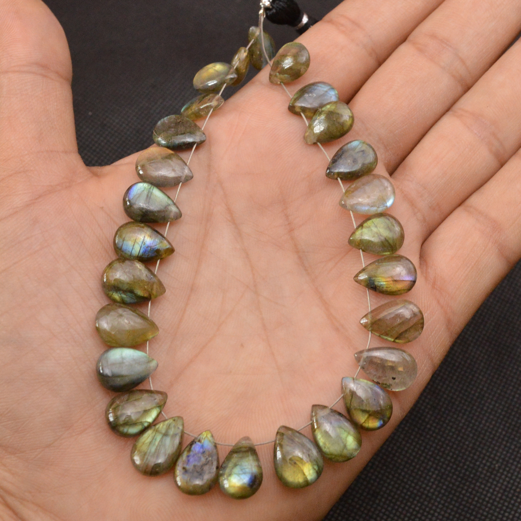 27 Pcs 111 Cts Natural Labradorite Side Drill Tear Drop Briolette Healing Crystal 12x7 x10x7mm 18689