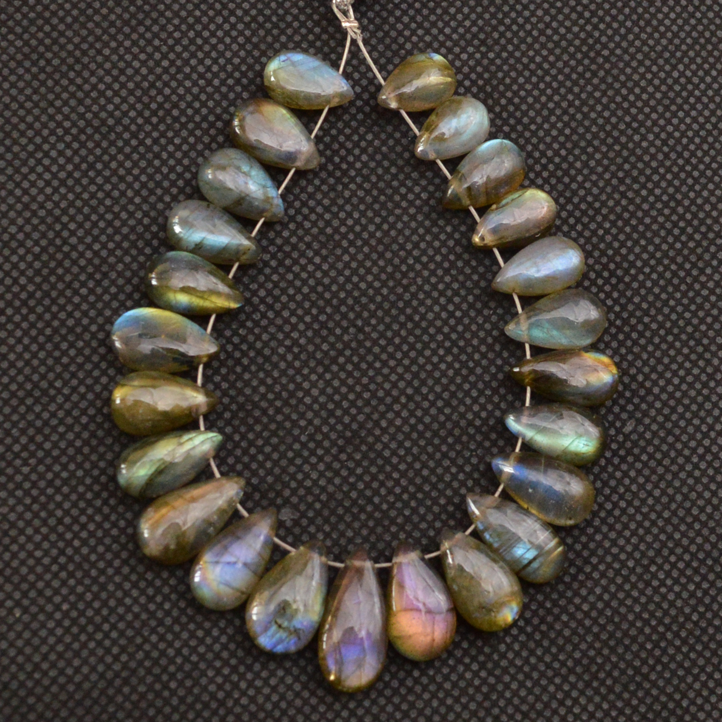 24 Pcs 95 Cts Natural Labradorite Side Drill Briolette Handmade Jewelry Supplies 15x6 9x5mm 18690