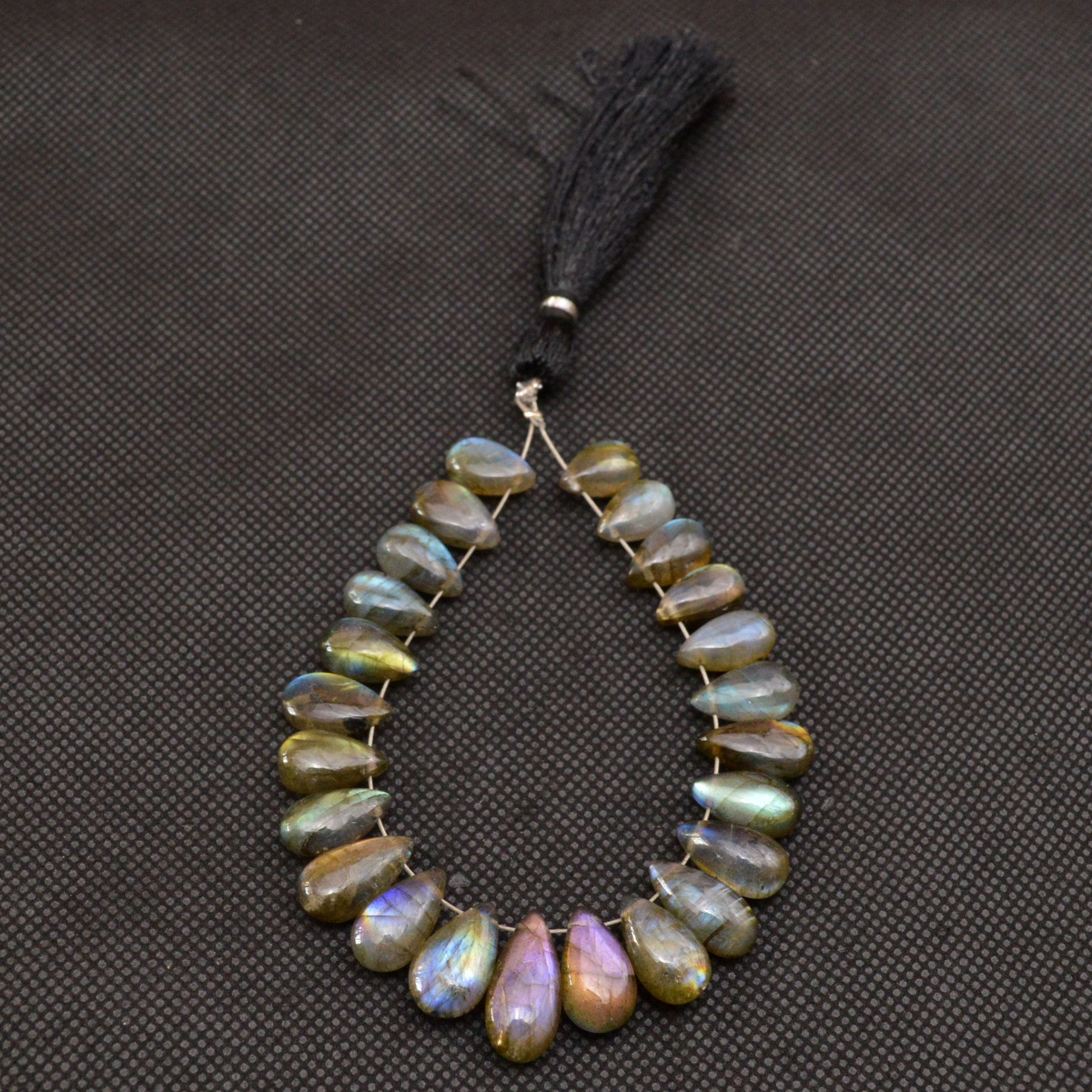 24 Pcs 95 Cts Natural Labradorite Side Drill Briolette Handmade Jewelry Supplies 15x6 9x5mm 18690