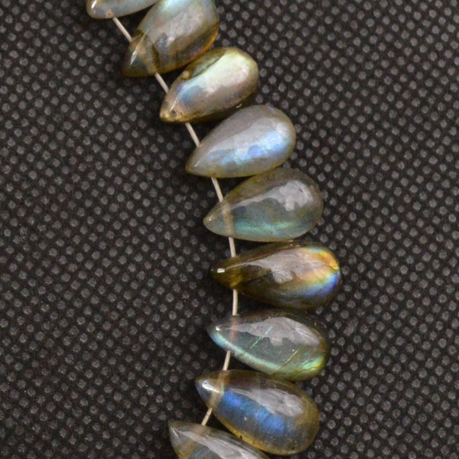 24 Pcs 95 Cts Natural Labradorite Side Drill Briolette Handmade Jewelry Supplies 15x6 9x5mm 18690