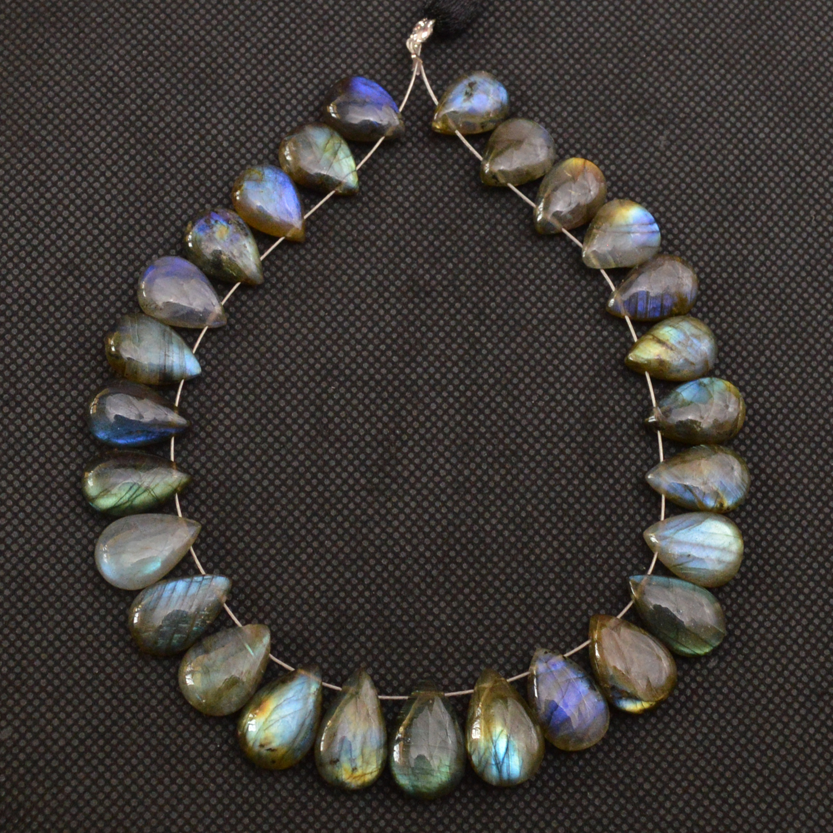 27 Pcs 163 Cts Natural Labradorite Side Drill Briolette Handmade Jewelry Supplies 15x9 13x8mm 18691