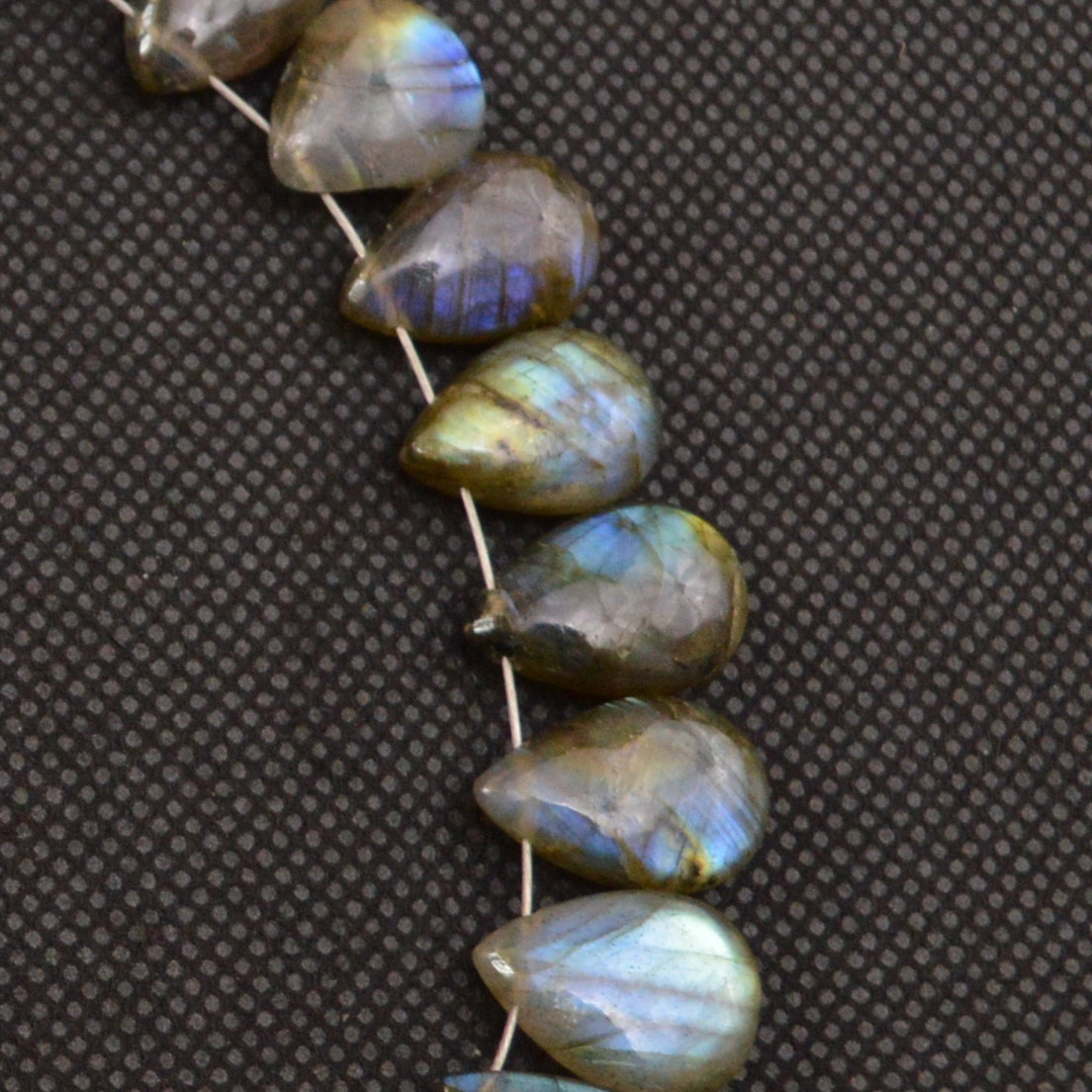 27 Pcs 163 Cts Natural Labradorite Side Drill Briolette Handmade Jewelry Supplies 15x9 13x8mm 18691