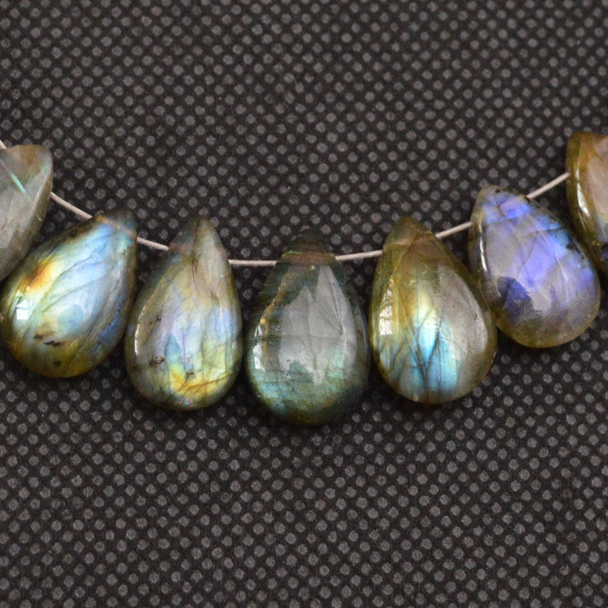 27 Pcs 163 Cts Natural Labradorite Side Drill Briolette Handmade Jewelry Supplies 15x9 13x8mm 18691
