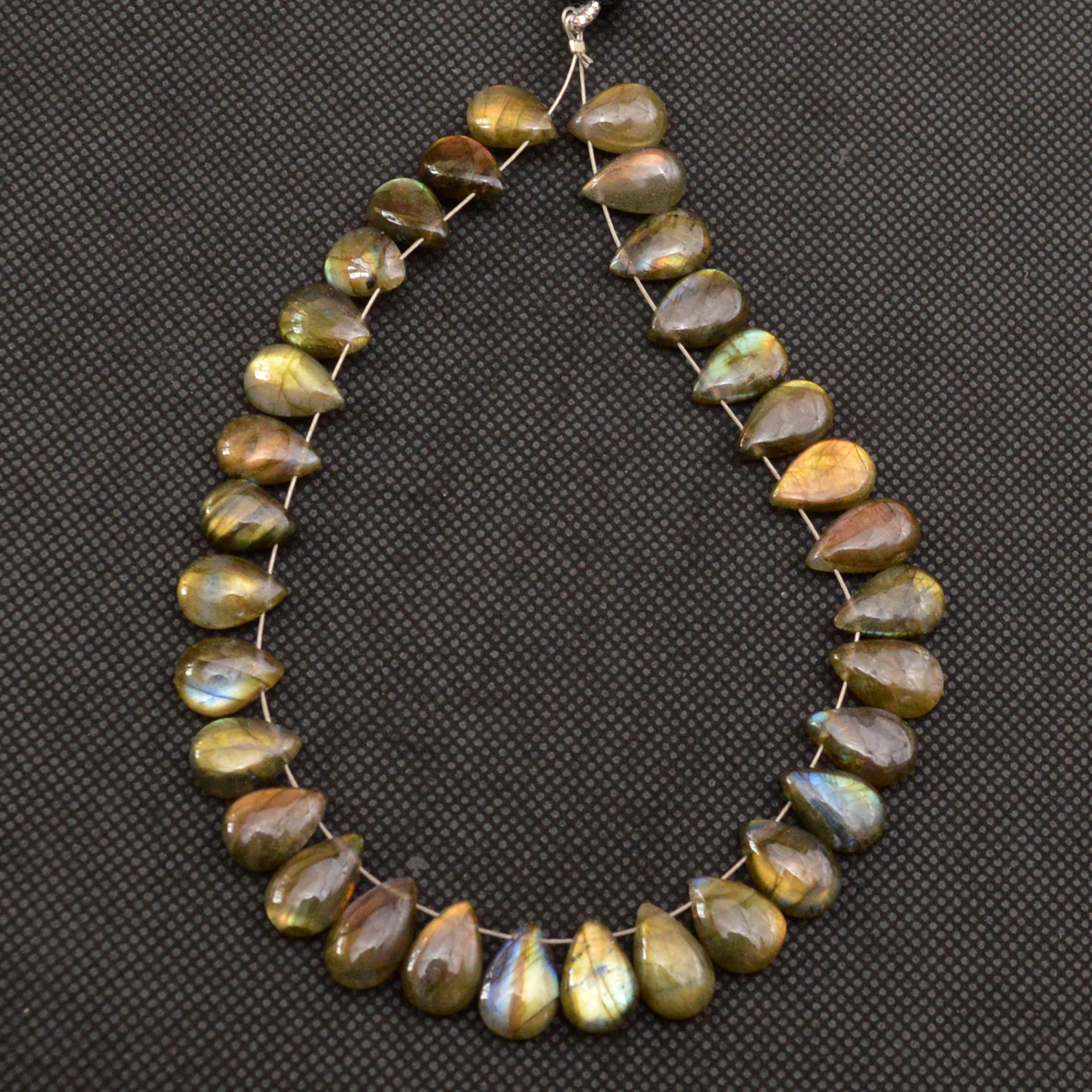 32 Pcs 112 Cts Natural Labradorite Side Drill Briolette Handmade Jewelry Supplies 12x6 10x6mm 18692