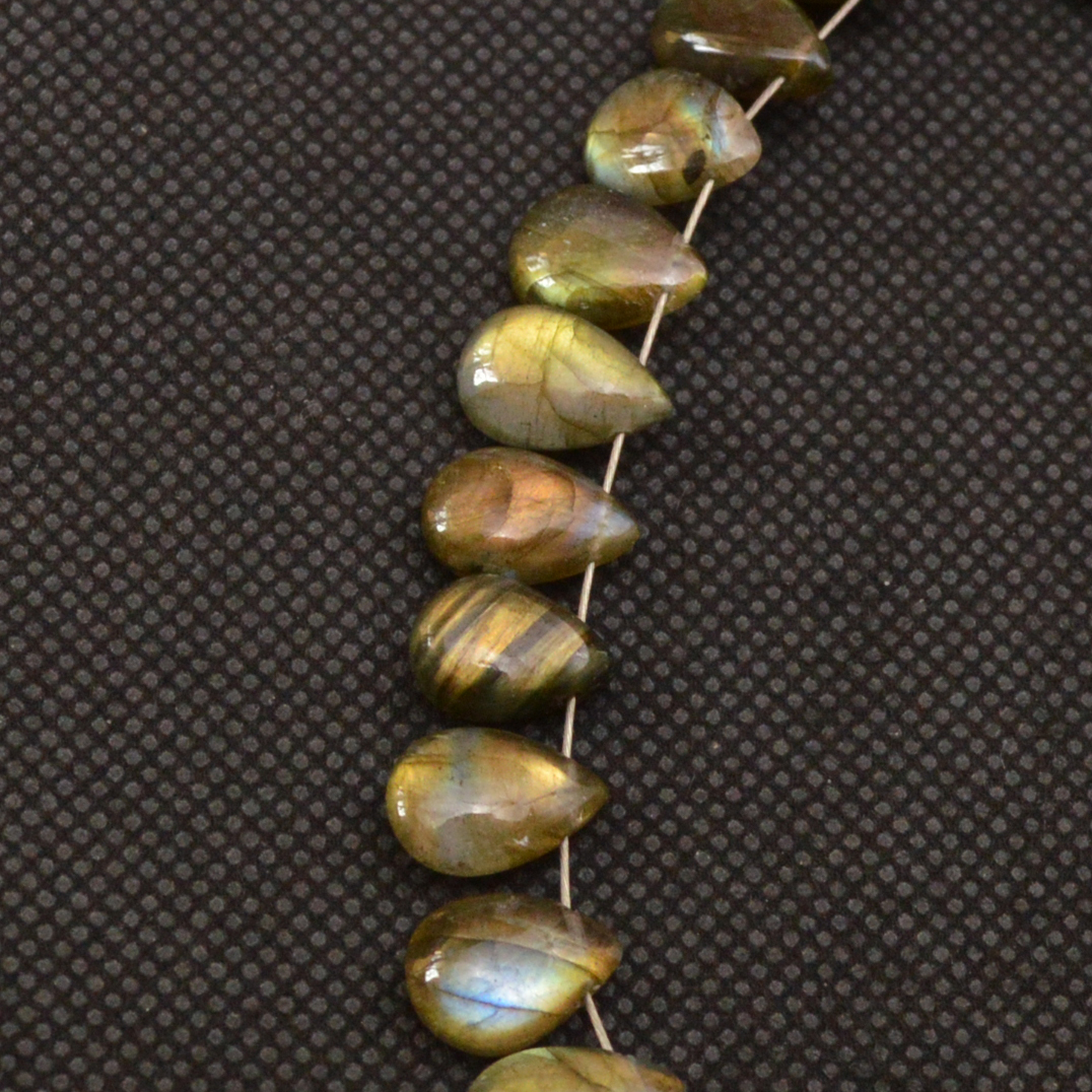 32 Pcs 112 Cts Natural Labradorite Side Drill Briolette Handmade Jewelry Supplies 12x6 10x6mm 18692