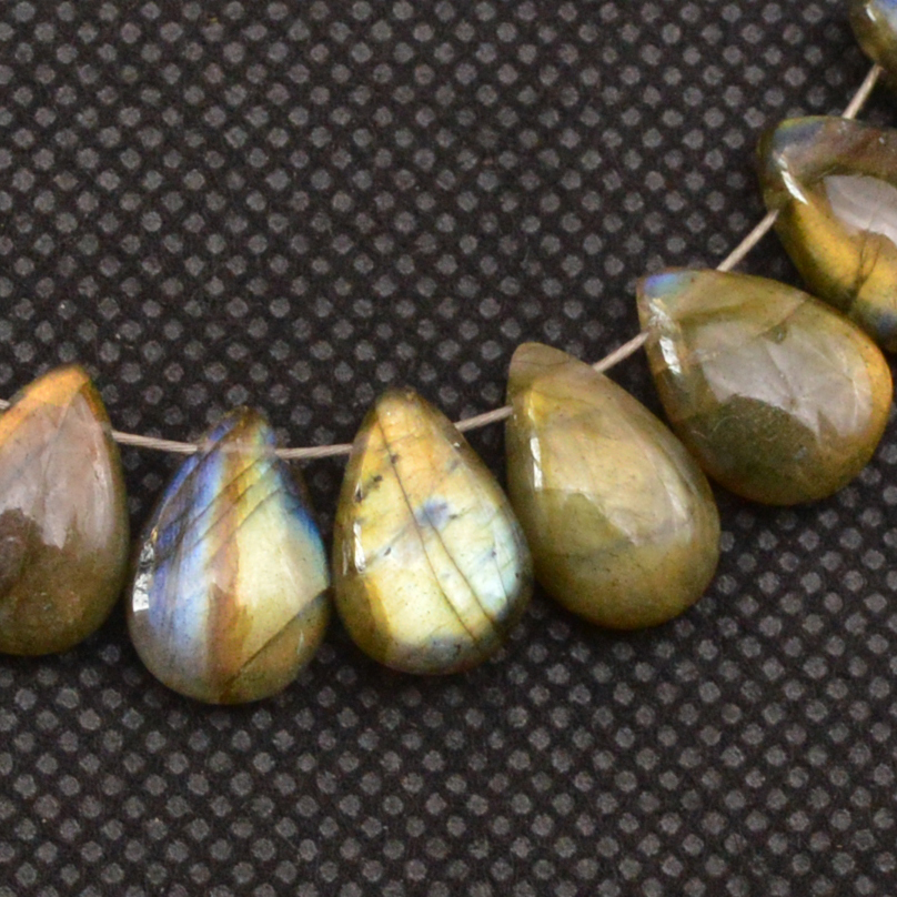 32 Pcs 112 Cts Natural Labradorite Side Drill Briolette Handmade Jewelry Supplies 12x6 10x6mm 18692