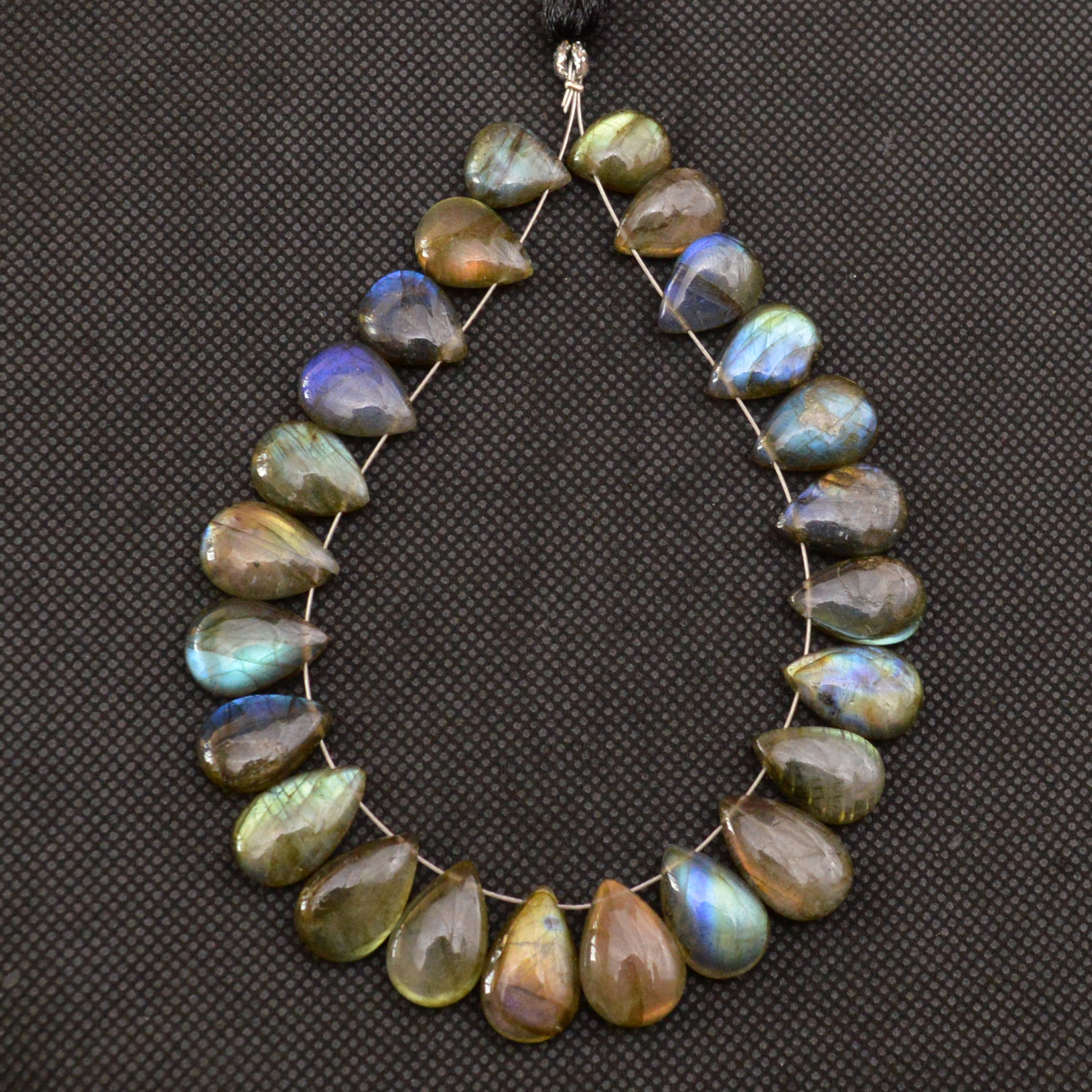 24 Pcs 126 Cts Natural Labradorite Side Drill Briolette Handmade Jewelry Supplies 15x9 10x8mm 18693