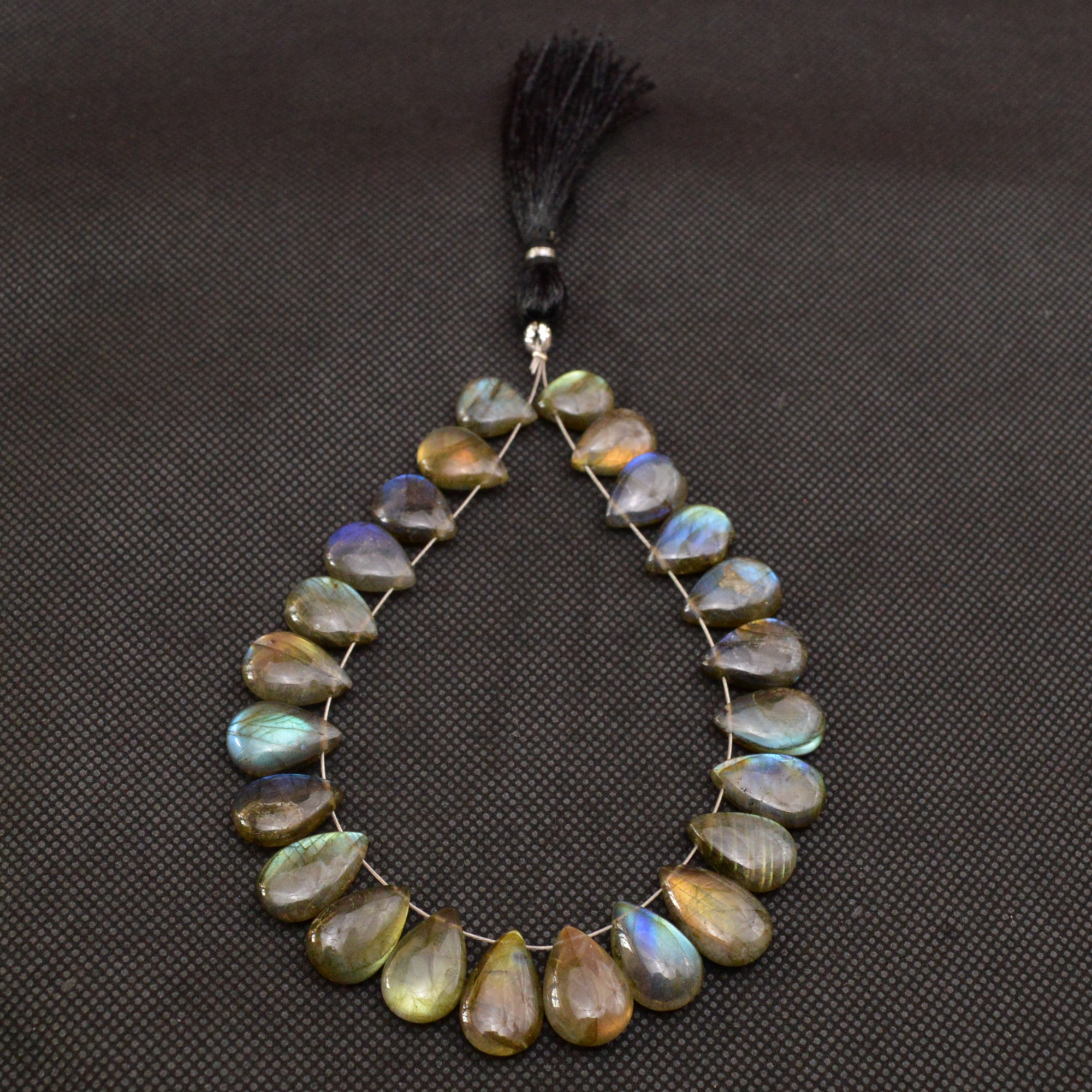 24 Pcs 126 Cts Natural Labradorite Side Drill Briolette Handmade Jewelry Supplies 15x9 10x8mm 18693