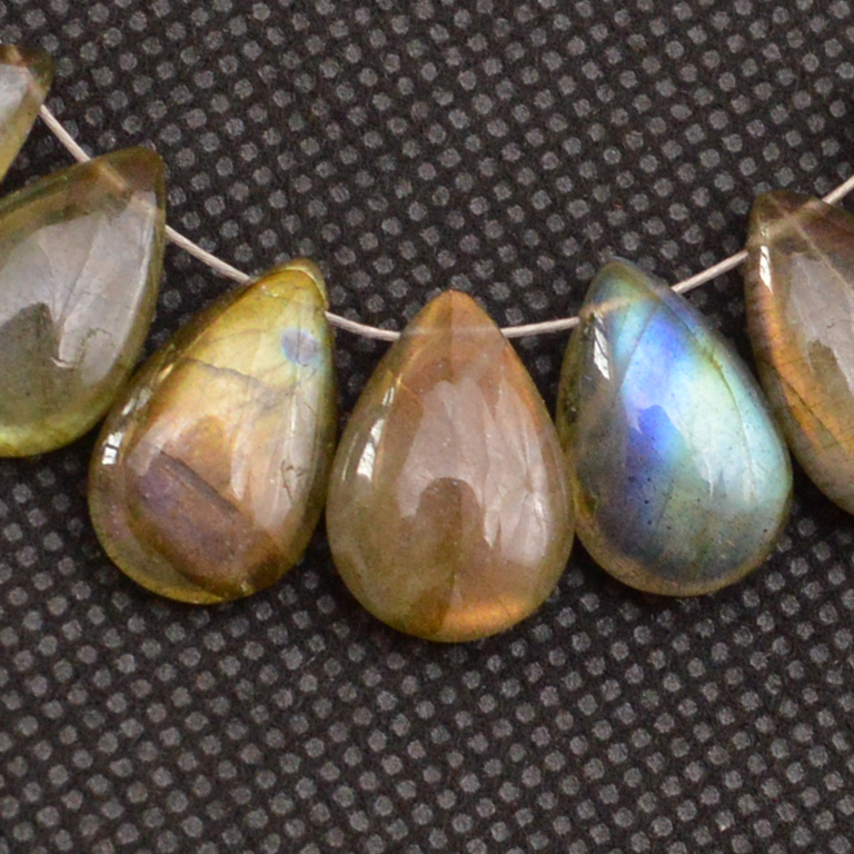 24 Pcs 126 Cts Natural Labradorite Side Drill Briolette Handmade Jewelry Supplies 15x9 10x8mm 18693