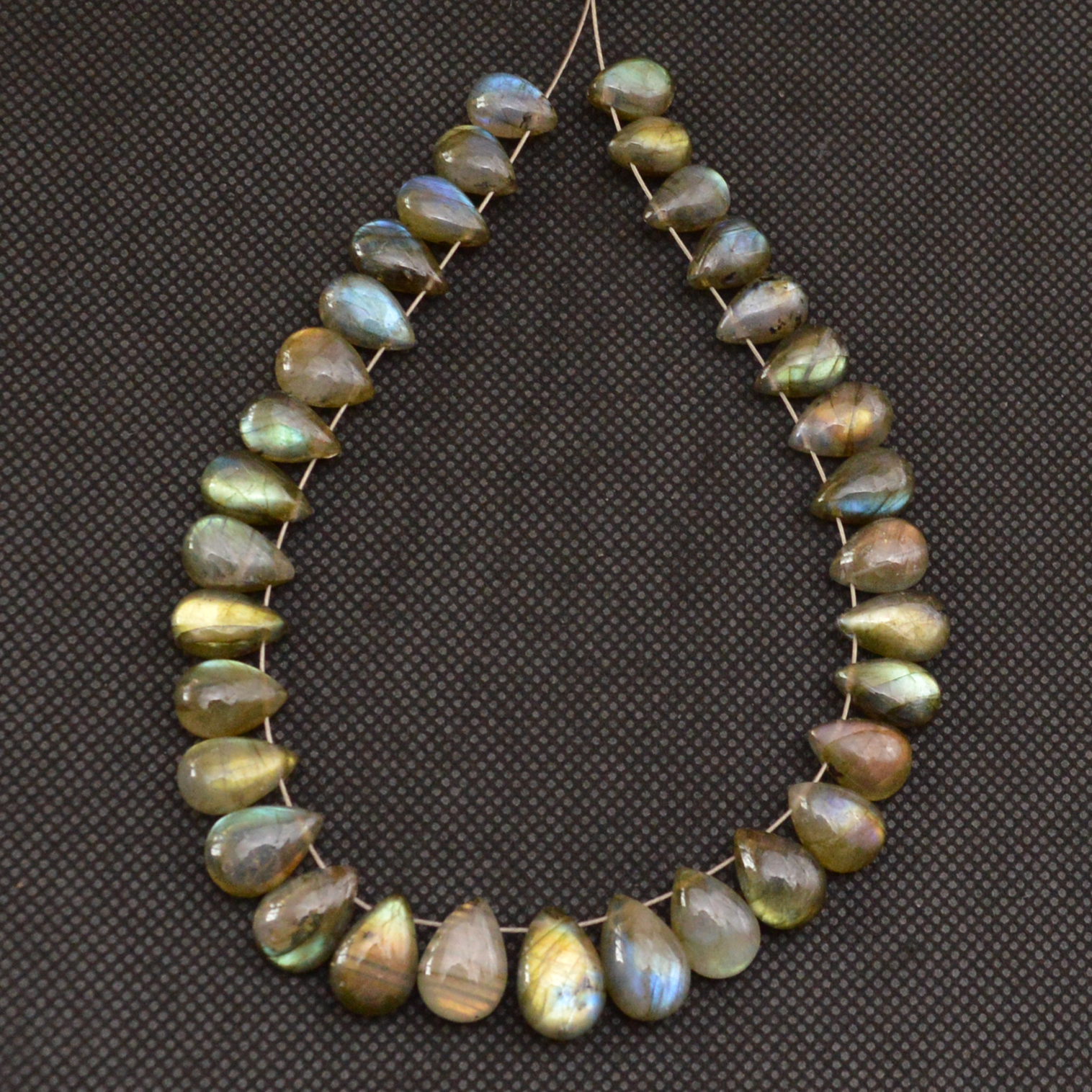 33 Pcs 118 Cts Natural Labradorite Side Drill Briolette Handmade Jewelry Supplies 11x6 8x5mm 18694