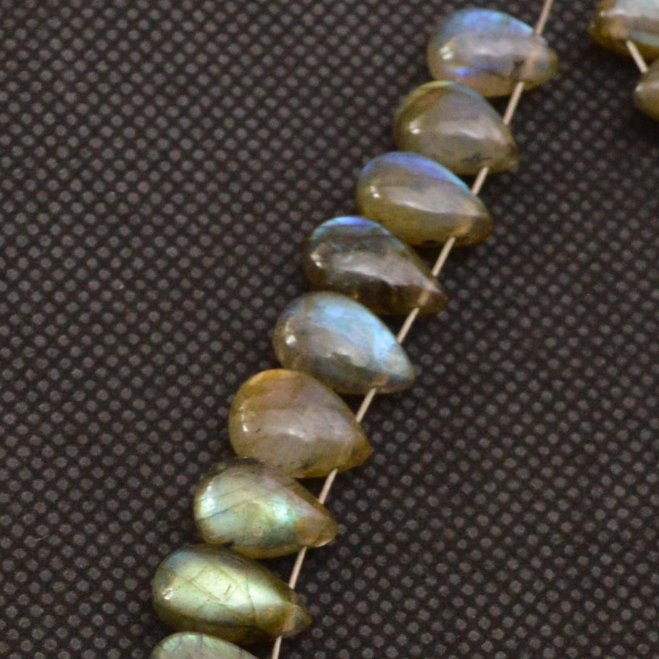 33 Pcs 118 Cts Natural Labradorite Side Drill Briolette Handmade Jewelry Supplies 11x6 8x5mm 18694