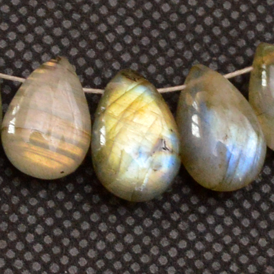 33 Pcs 118 Cts Natural Labradorite Side Drill Briolette Handmade Jewelry Supplies 11x6 8x5mm 18694
