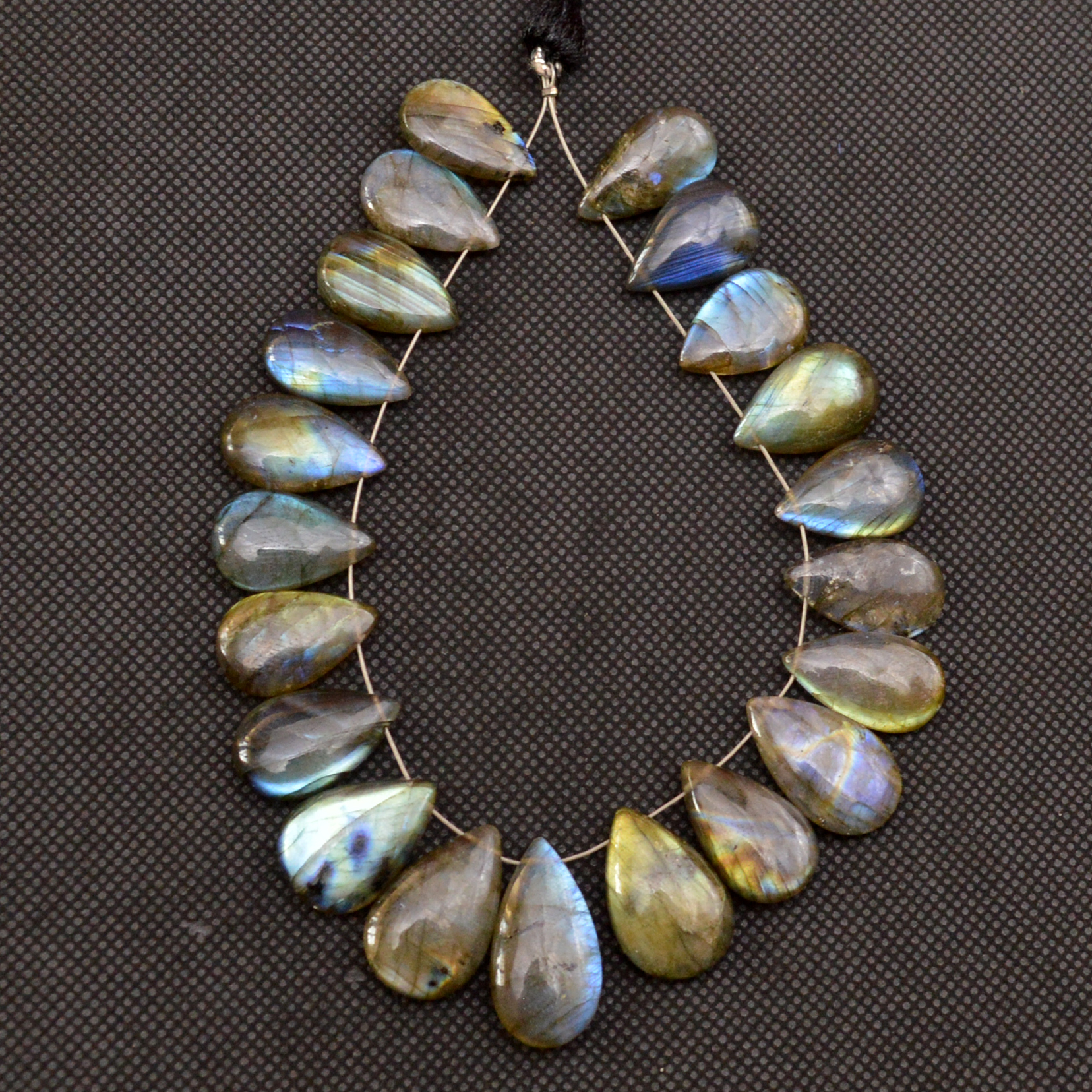 21 Pcs 191 Cts Natural Labradorite Side Drill Briolette Handmade Jewelry Supplies 21x10 17x9mm 18695