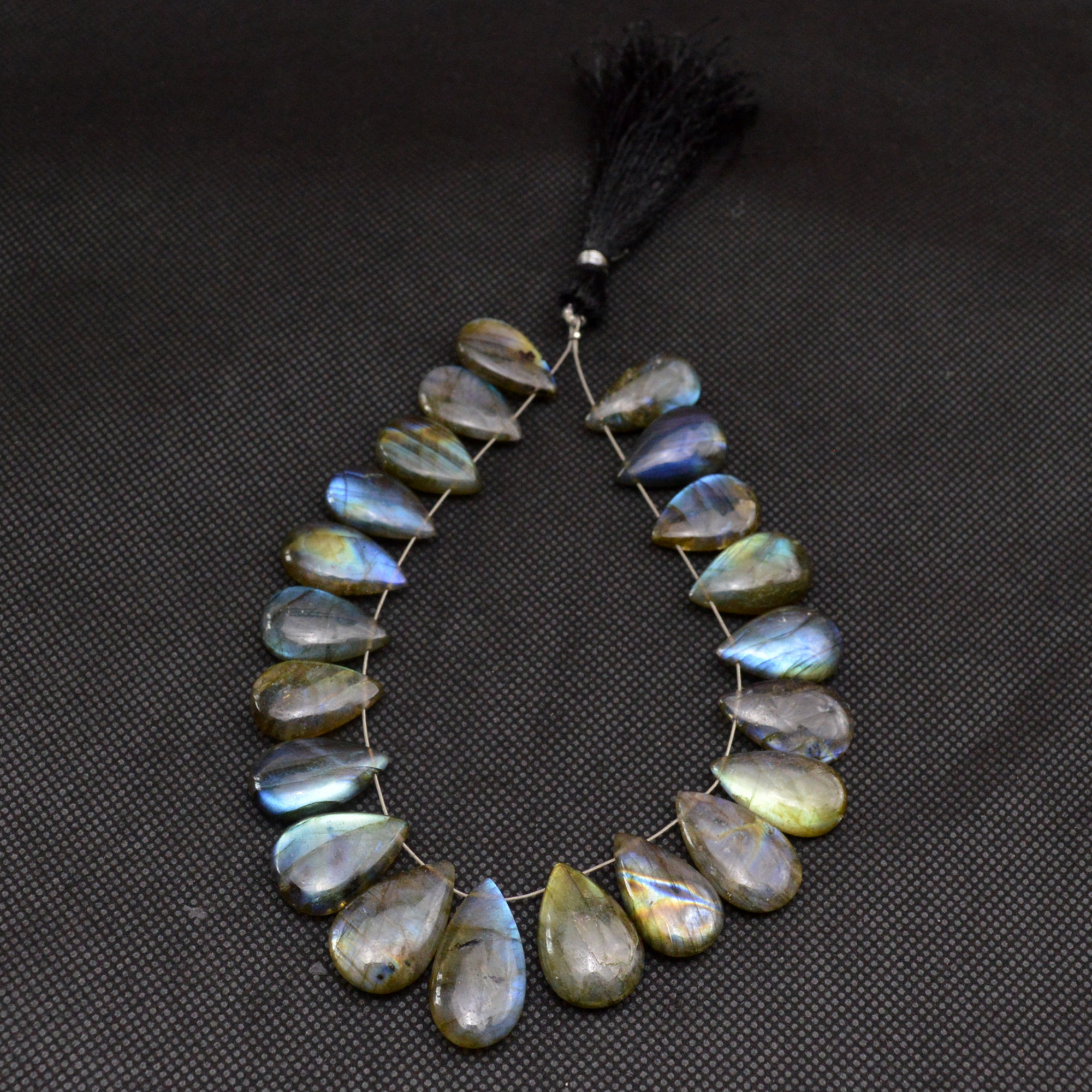 21 Pcs 191 Cts Natural Labradorite Side Drill Briolette Handmade Jewelry Supplies 21x10 17x9mm 18695
