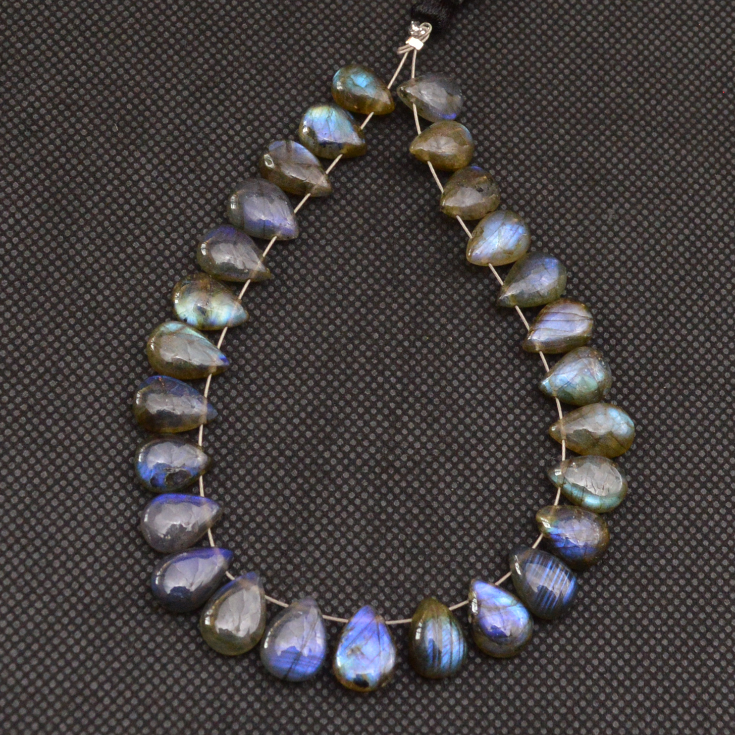 27 Pcs 84 Cts Natural Labradorite Side Drill Briolette Handmade Jewelry Supplies 9x7 8x5mm 18696