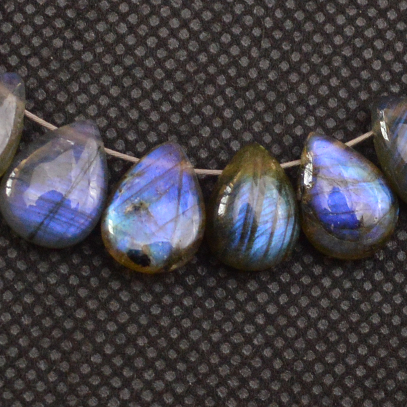 27 Pcs 84 Cts Natural Labradorite Side Drill Briolette Handmade Jewelry Supplies 9x7 8x5mm 18696
