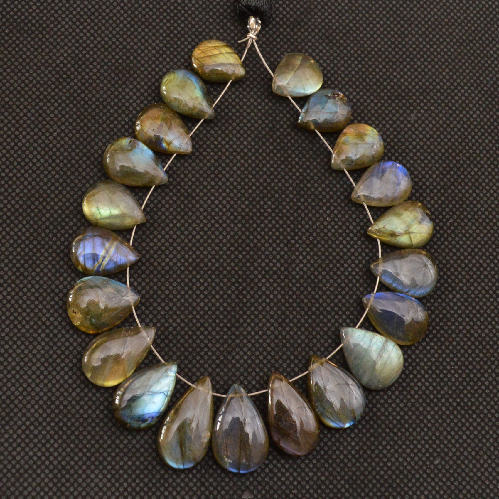 21 Pcs 132 Cts Natural Labradorite Side Drill Briolette Handmade Jewelry Supplies 19x9 12x9mm 18697