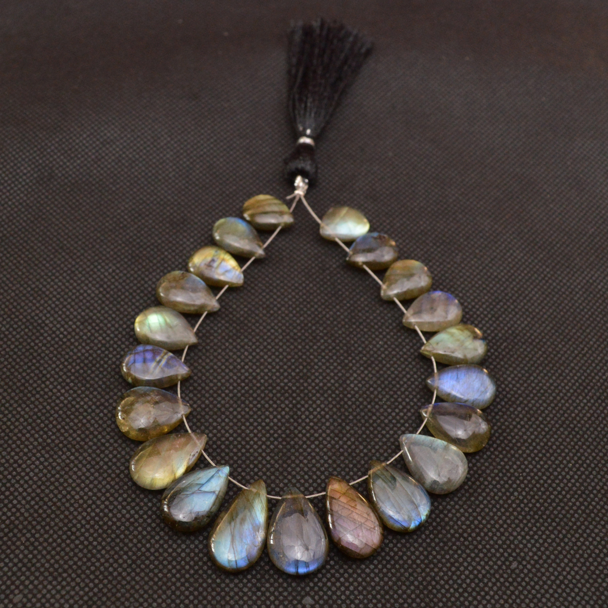 21 Pcs 132 Cts Natural Labradorite Side Drill Briolette Handmade Jewelry Supplies 19x9 12x9mm 18697