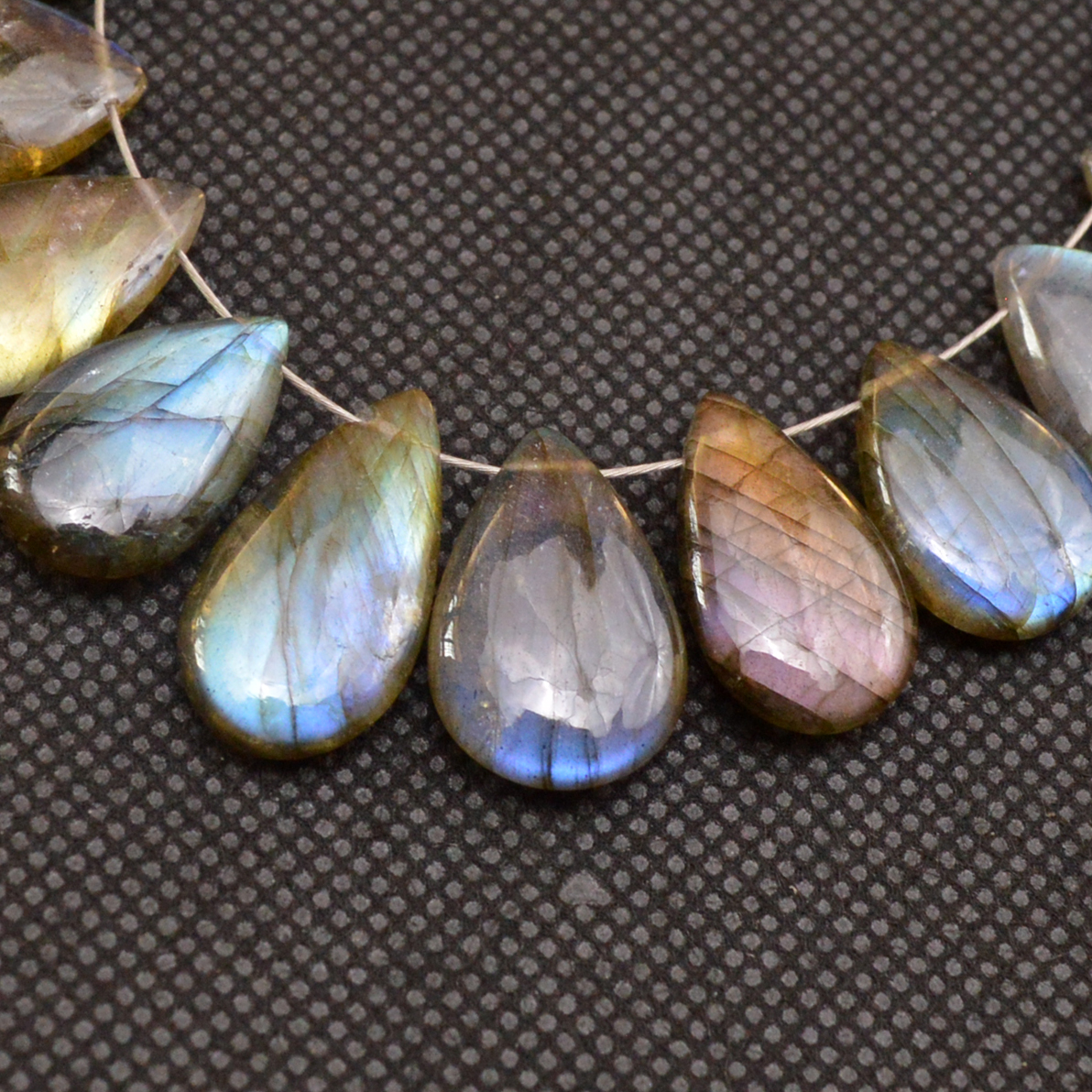21 Pcs 132 Cts Natural Labradorite Side Drill Briolette Handmade Jewelry Supplies 19x9 12x9mm 18697
