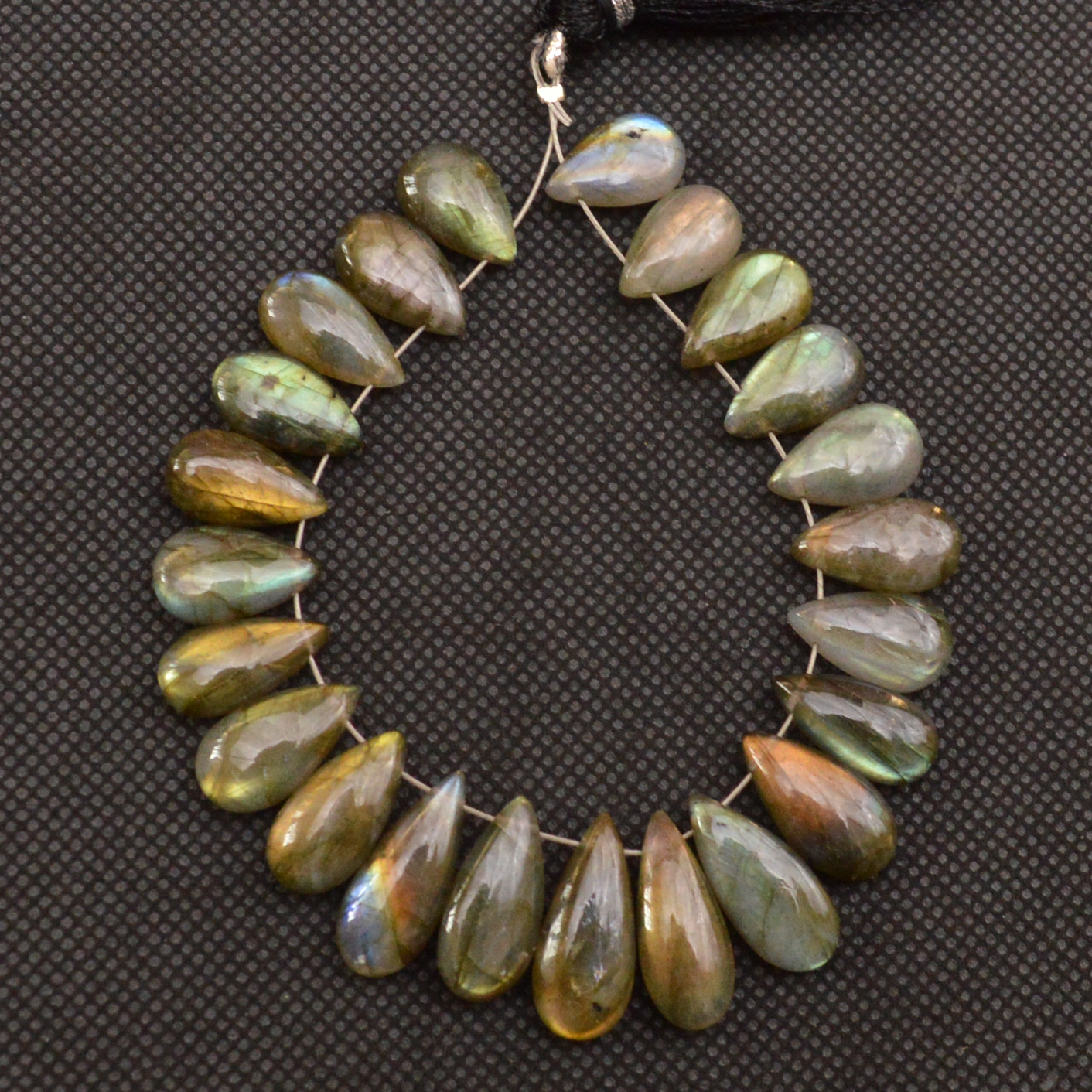 23 Pcs 119 Cts Natural Labradorite Side Drill Briolette Handmade Jewelry Supplies 17x6 11x7mm 18698