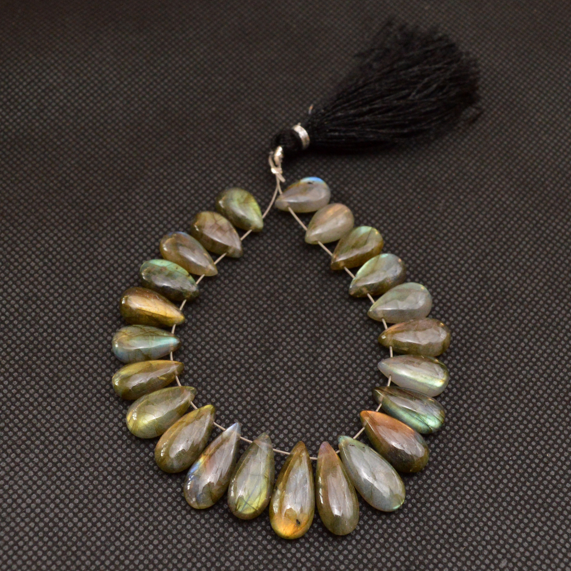 23 Pcs 119 Cts Natural Labradorite Side Drill Briolette Handmade Jewelry Supplies 17x6 11x7mm 18698