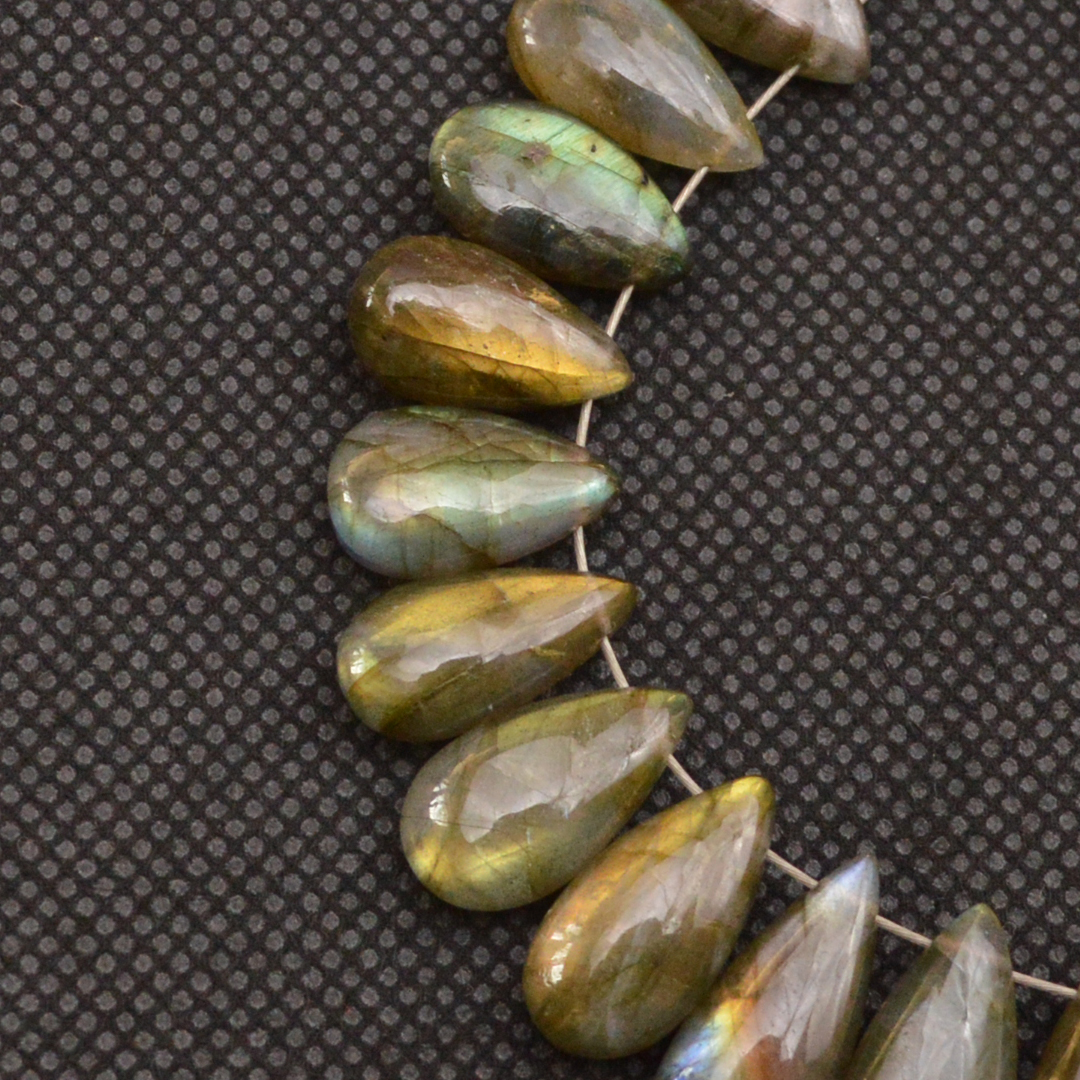 23 Pcs 119 Cts Natural Labradorite Side Drill Briolette Handmade Jewelry Supplies 17x6 11x7mm 18698