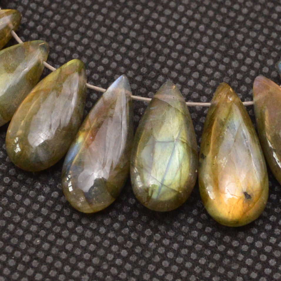 23 Pcs 119 Cts Natural Labradorite Side Drill Briolette Handmade Jewelry Supplies 17x6 11x7mm 18698