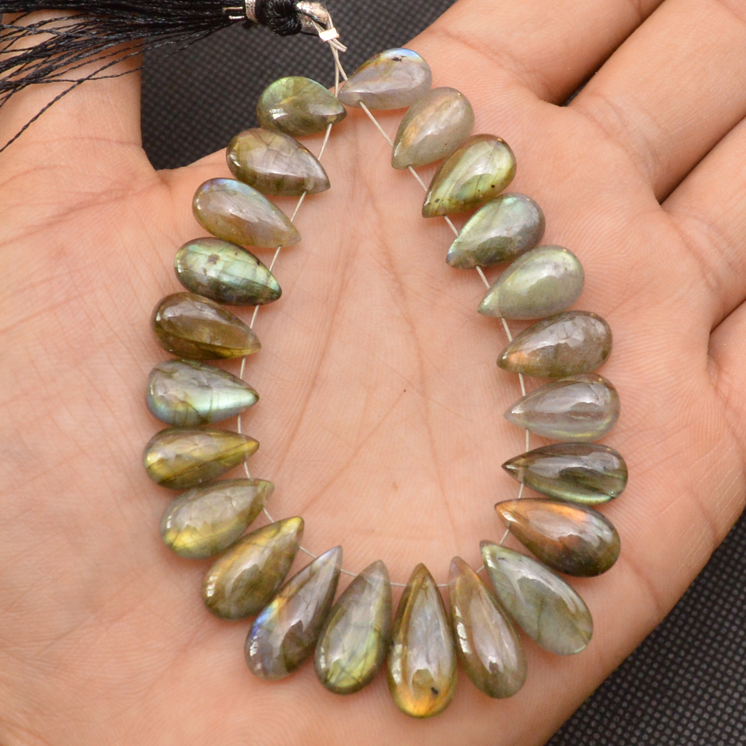 23 Pcs 119 Cts Natural Labradorite Side Drill Briolette Handmade Jewelry Supplies 17x6 11x7mm 18698